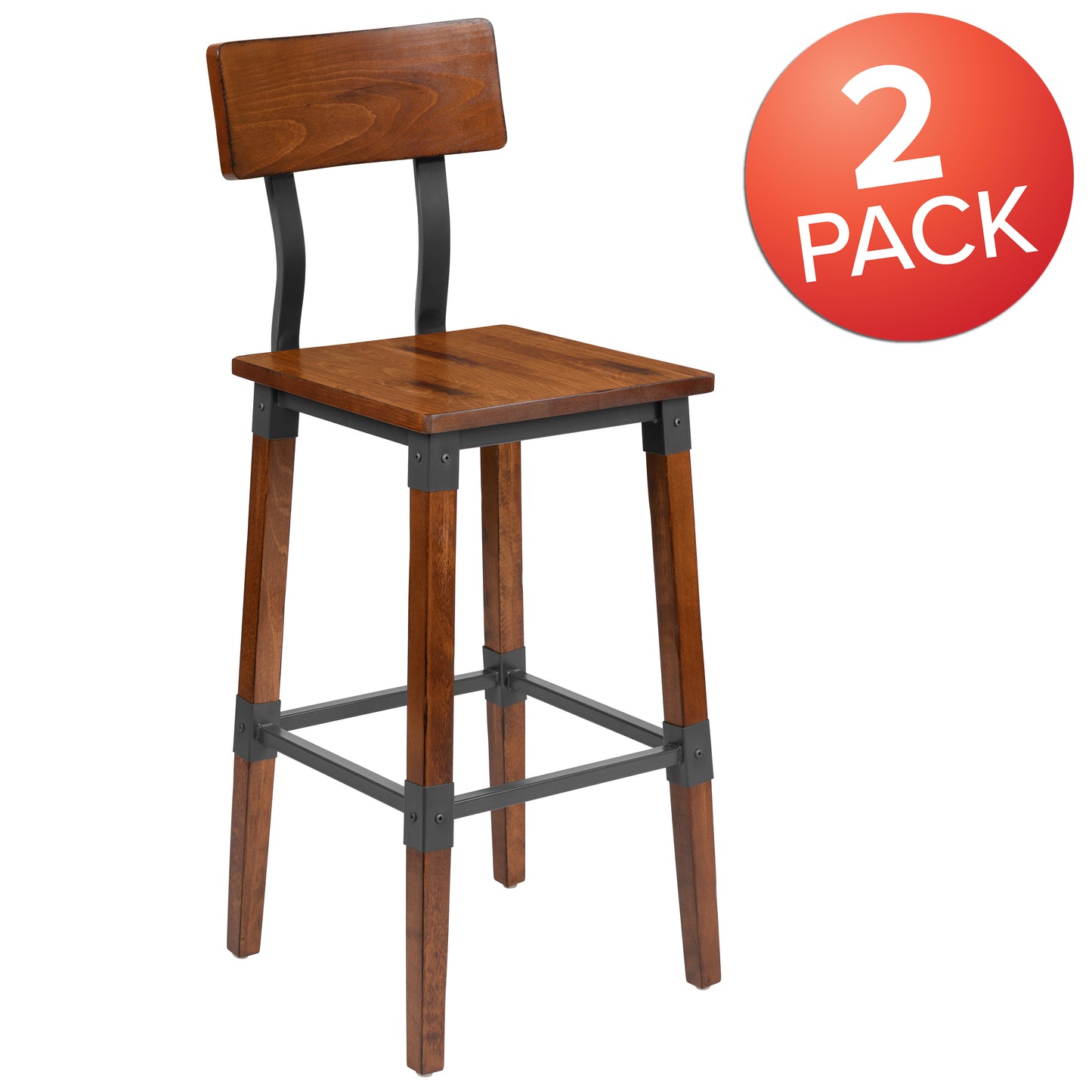 Walnut Wood Dining Barstool 2-XU-DG-W0236B-GG