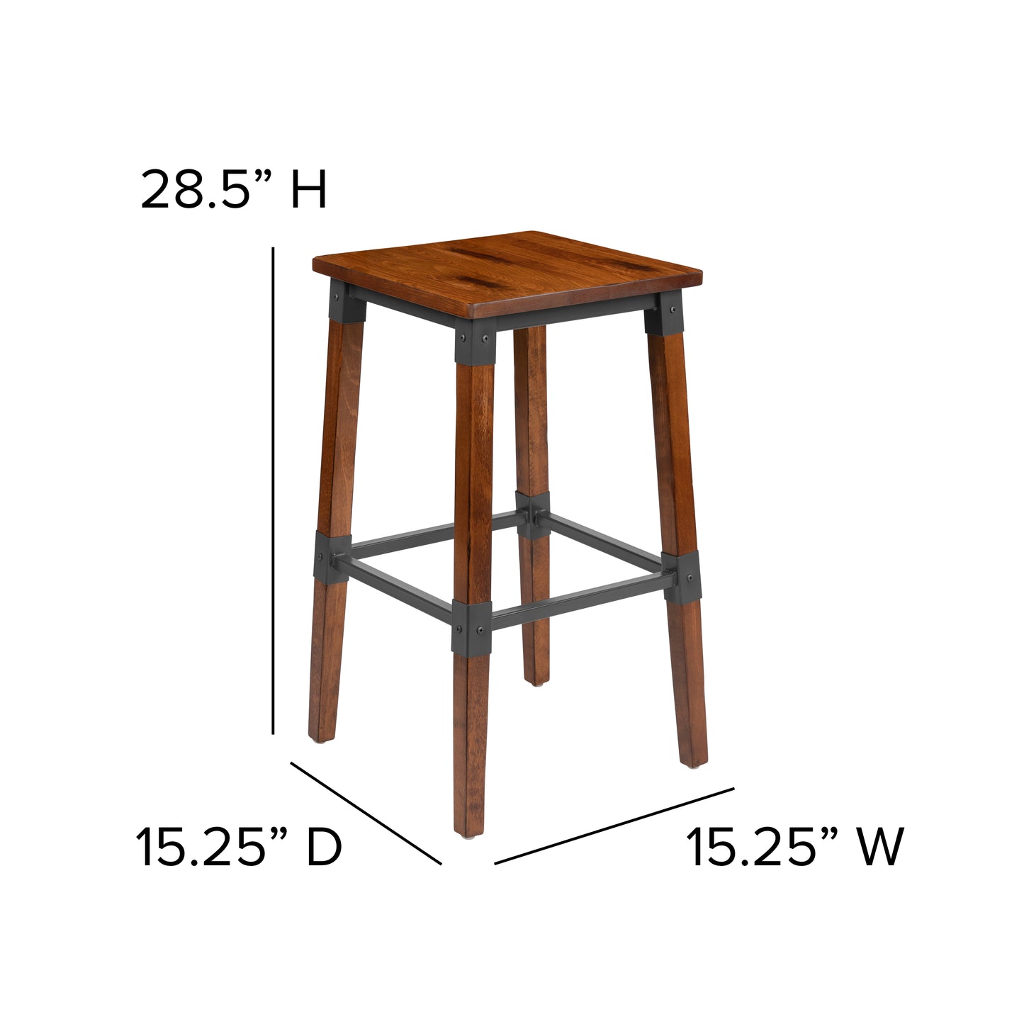 Walnut Wood Dining Barstool 2-XU-DG-W0247B-GG