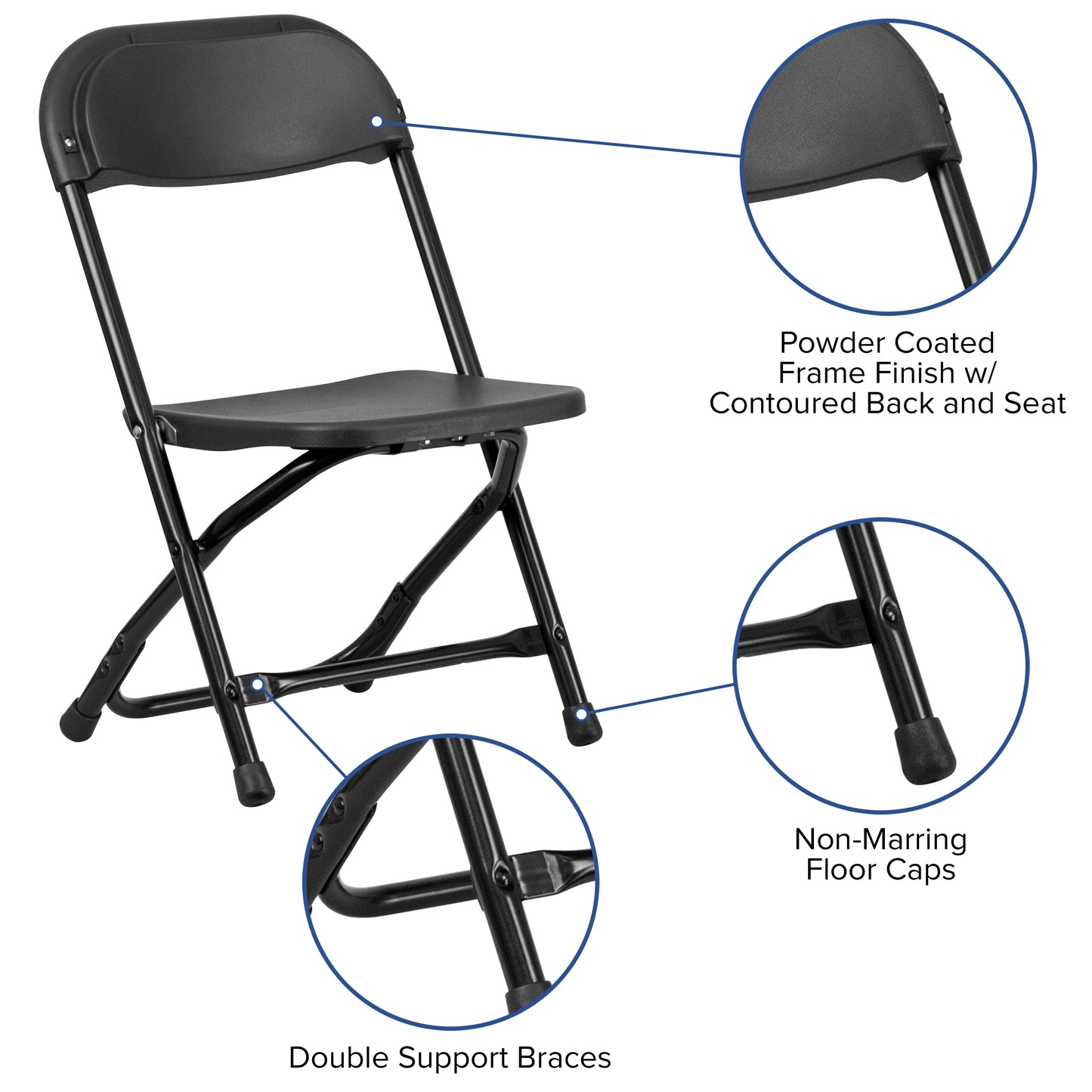 Kids Black Folding Chair 2-Y-KID-BK-GG