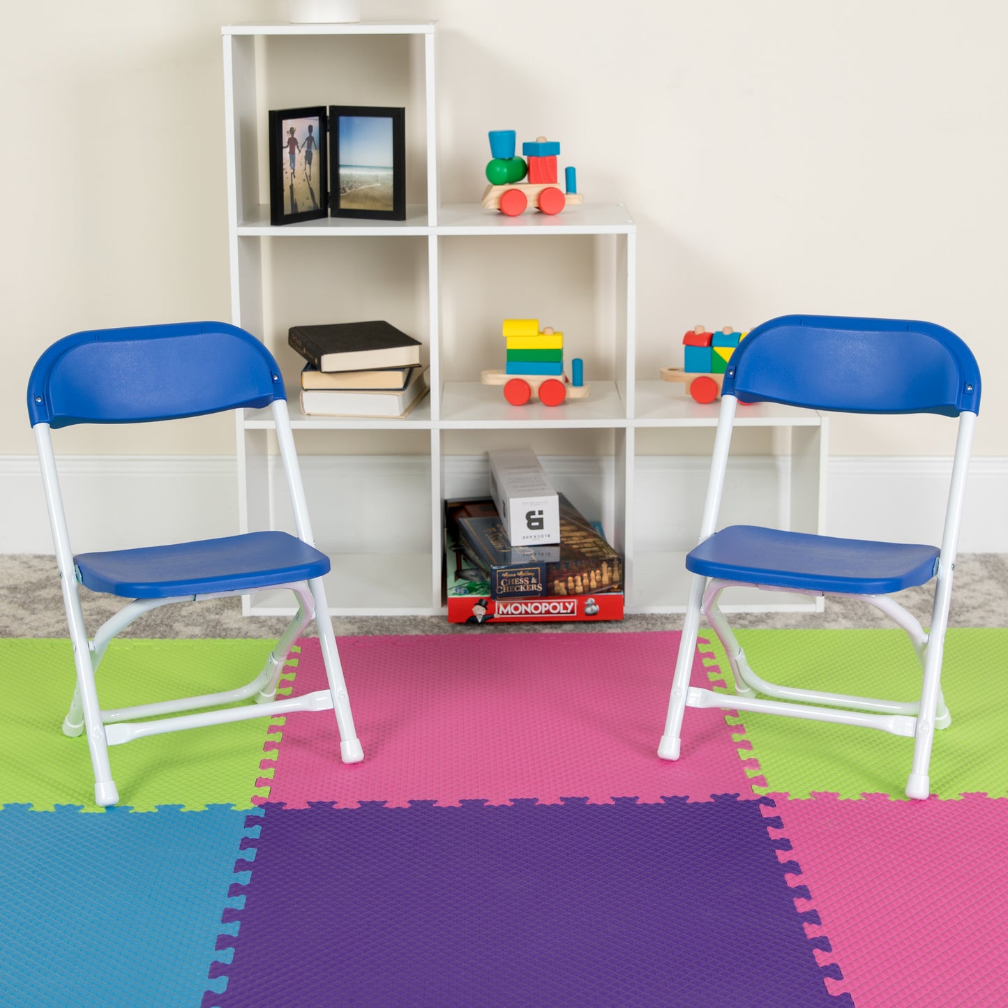 Kids Blue Folding Chair 2-Y-KID-BL-GG