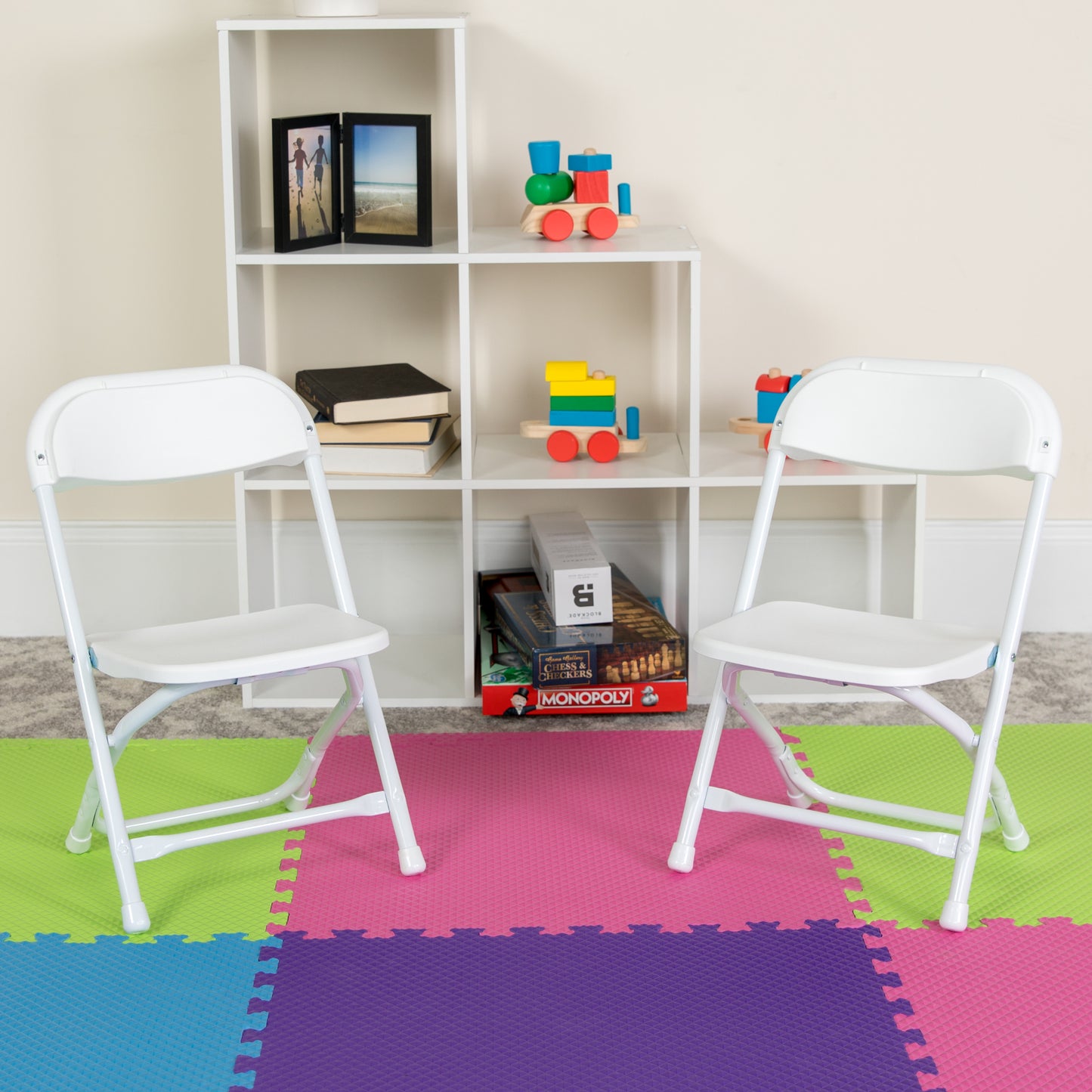 Kids White Folding Chair 2-Y-KID-WH-GG