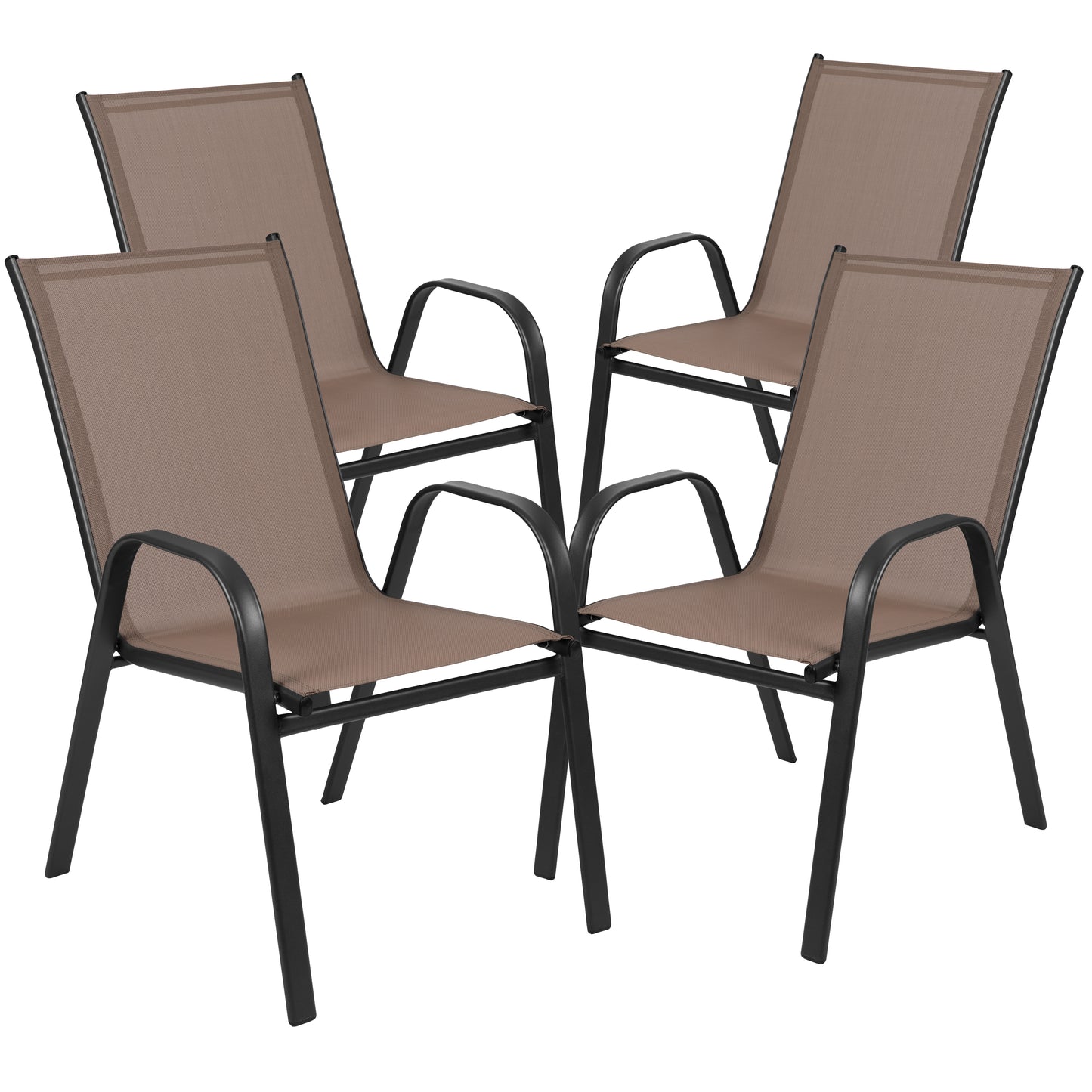 4PK Brown Patio Stack Chair 4-JJ-303C-B-GG