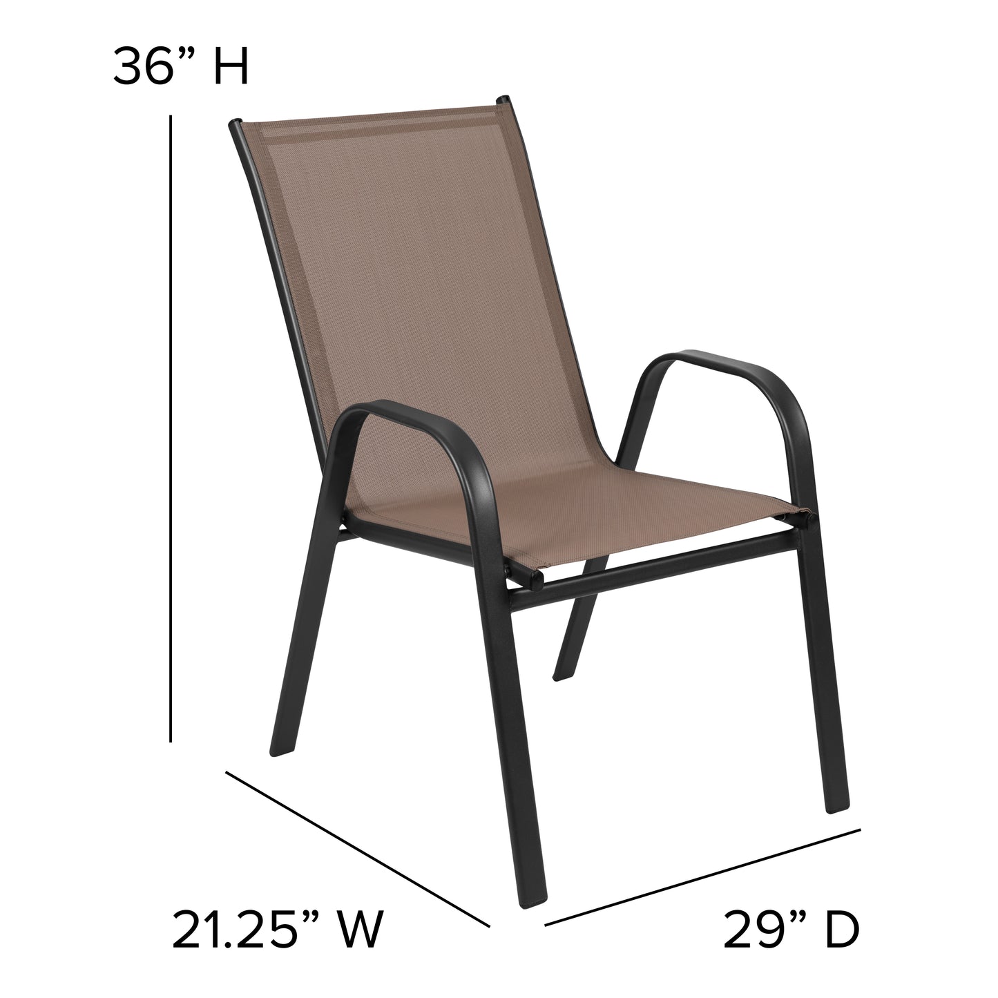 4PK Brown Patio Stack Chair 4-JJ-303C-B-GG