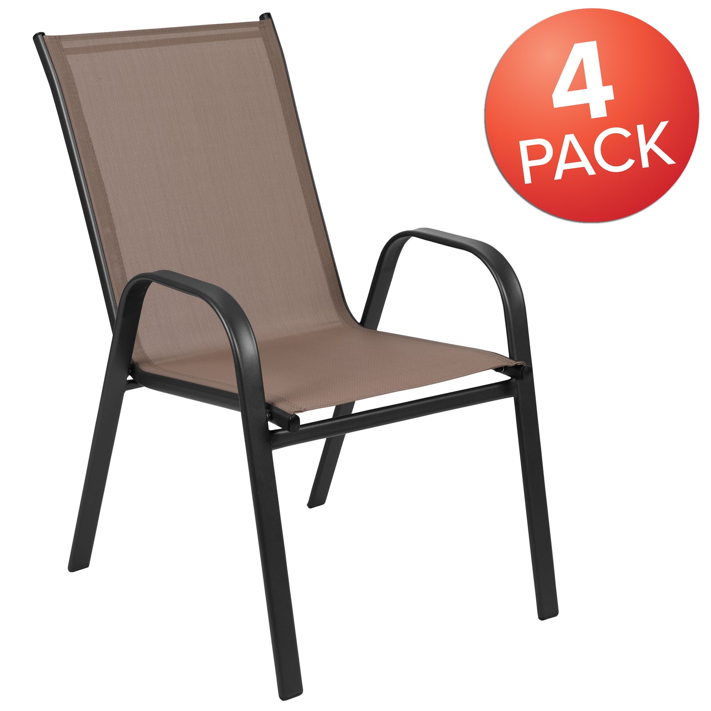 4PK Brown Patio Stack Chair 4-JJ-303C-B-GG