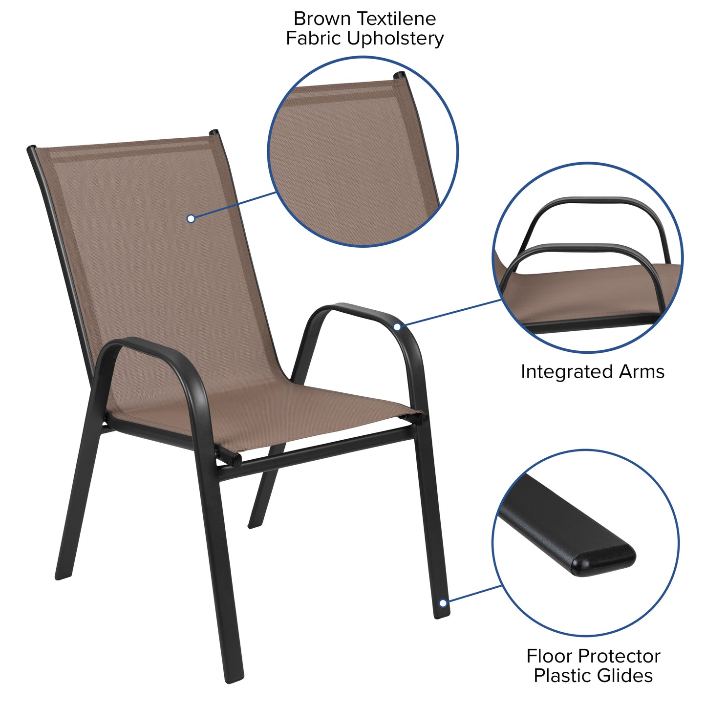 4PK Brown Patio Stack Chair 4-JJ-303C-B-GG