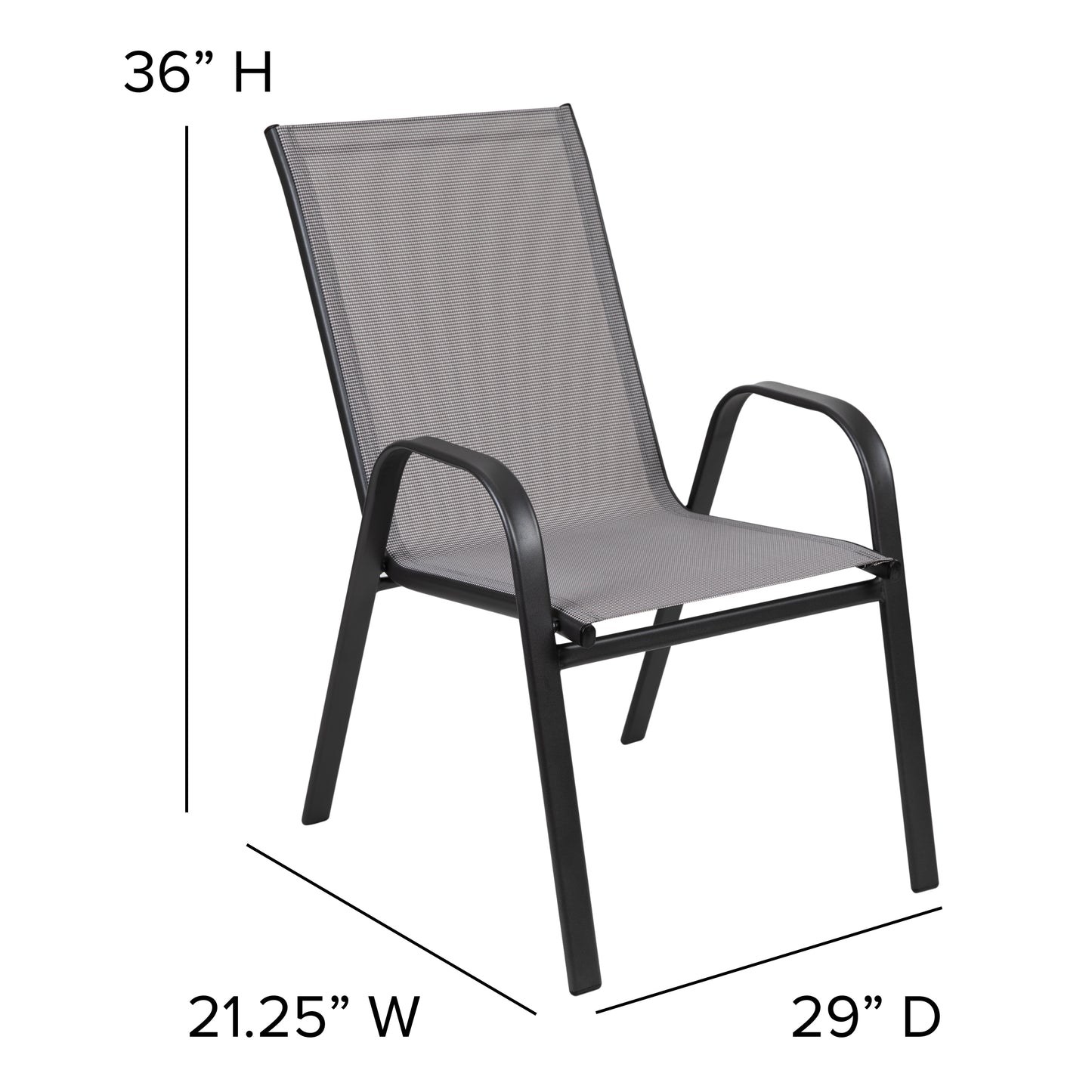 4PK Gray Patio Stack Chair 4-JJ-303C-G-GG