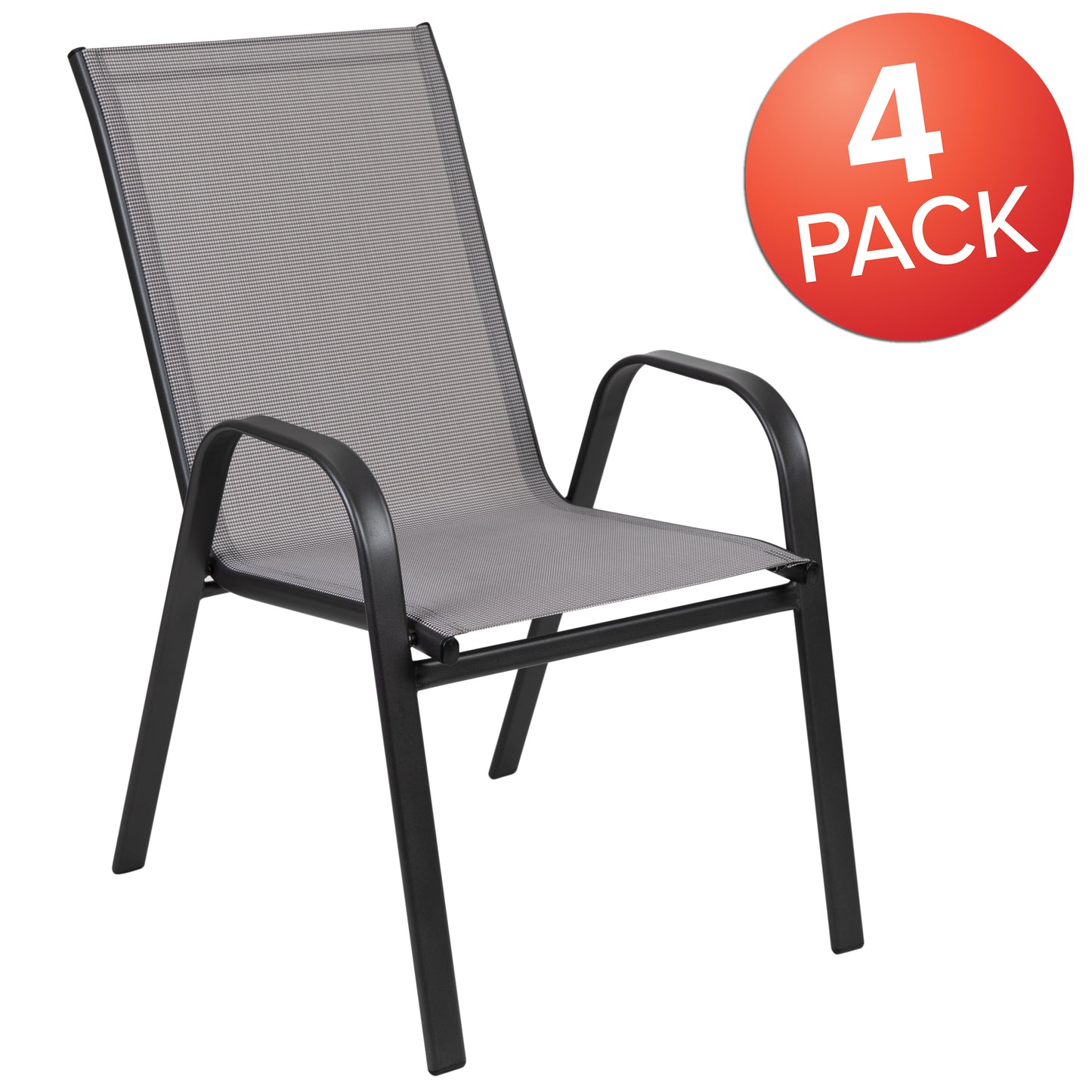 4PK Gray Patio Stack Chair 4-JJ-303C-G-GG