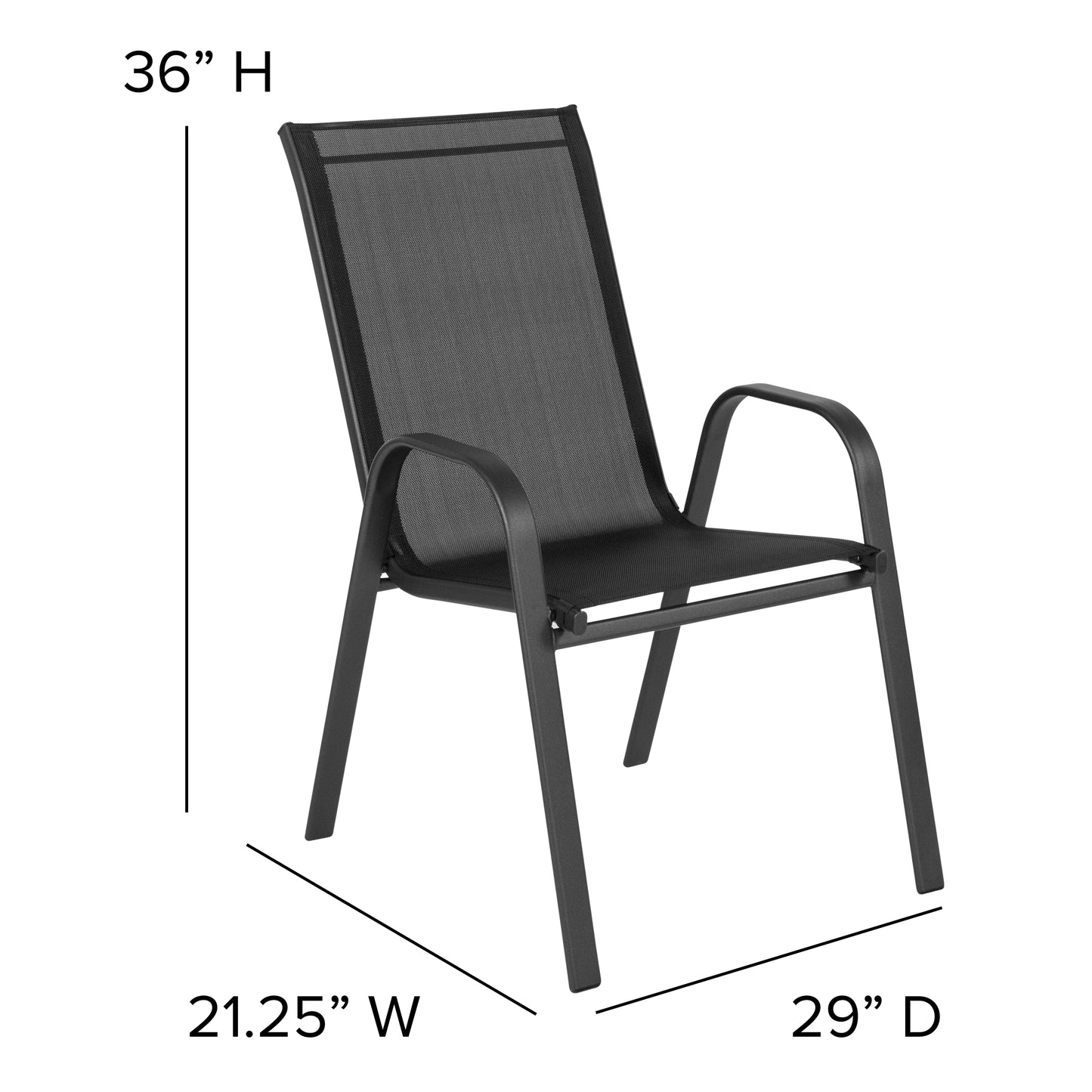 Set of 4 Sling Patio Chairs for Restaurant and Residential Outdoor Spaces