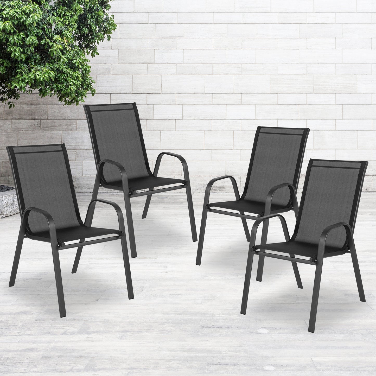 4PK Black Patio Stack Chair 4-JJ-303C-GG