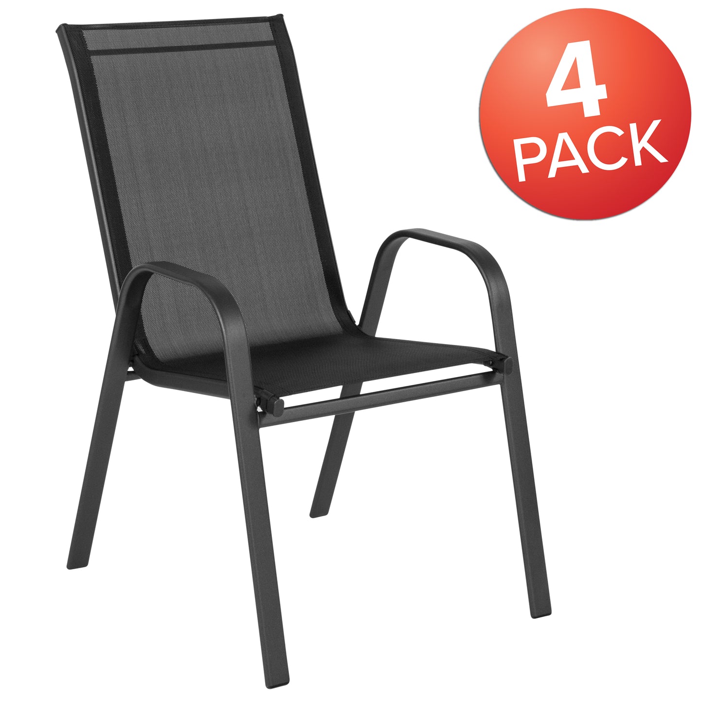 4PK Black Patio Stack Chair 4-JJ-303C-GG