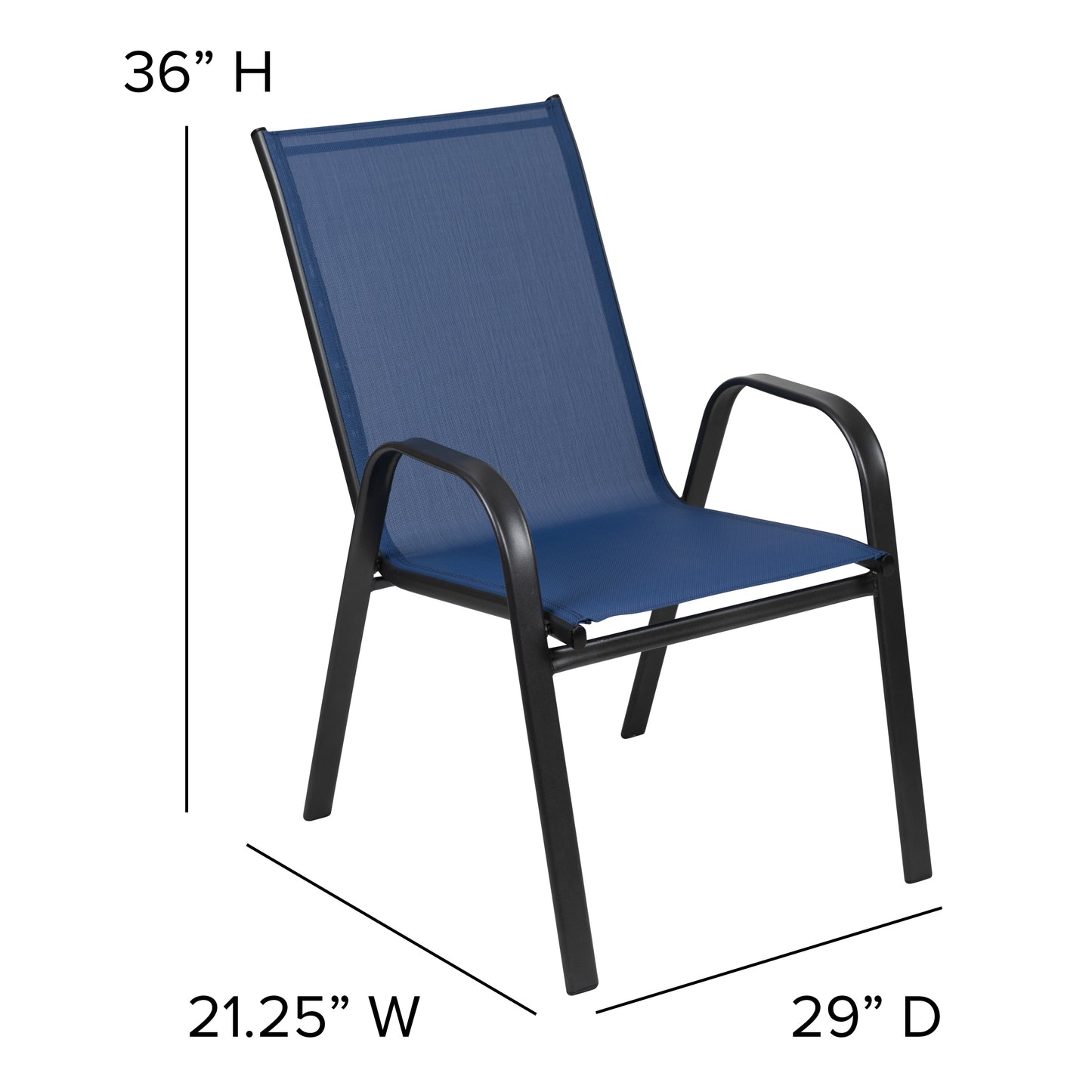 4PK Navy Patio Stack Chair 4-JJ-303C-NV-GG