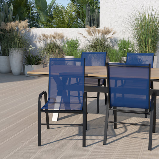 4PK Navy Patio Stack Chair 4-JJ-303C-NV-GG