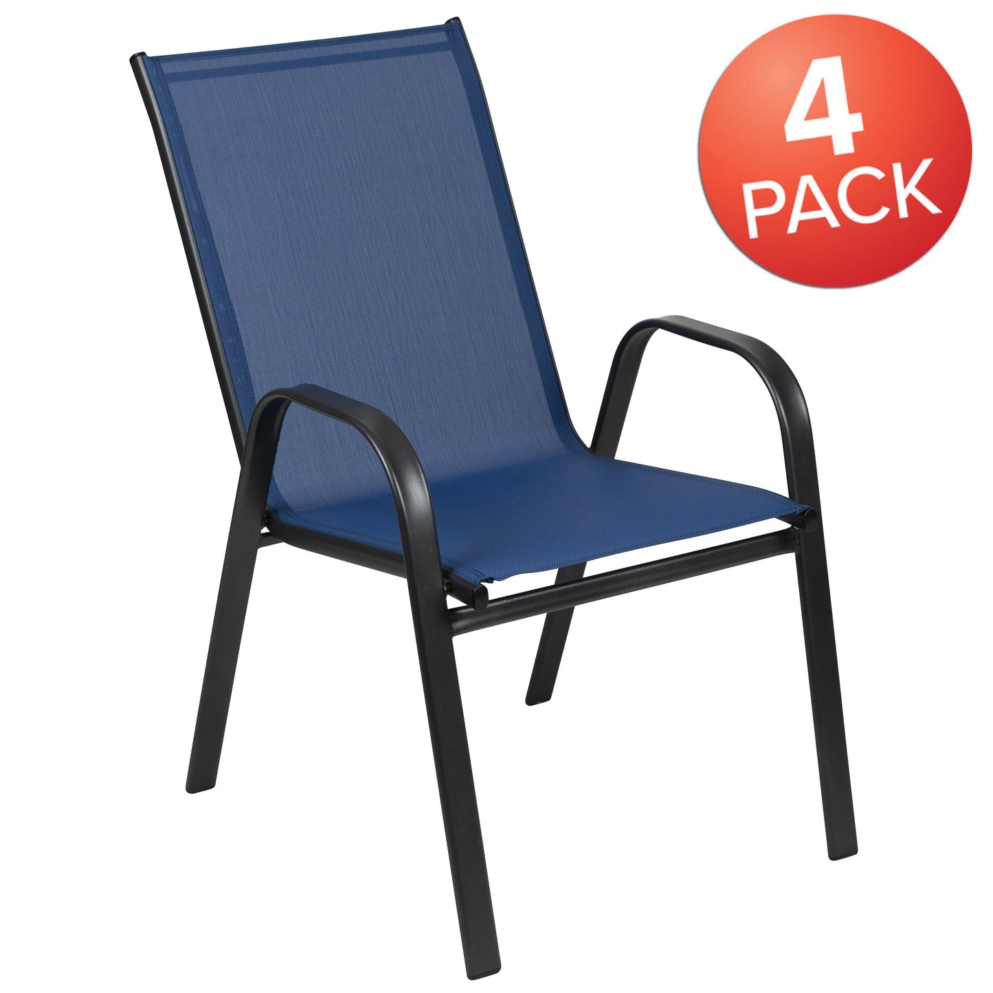 4PK Navy Patio Stack Chair 4-JJ-303C-NV-GG