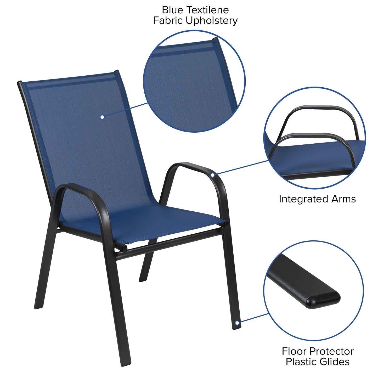 4PK Navy Patio Stack Chair 4-JJ-303C-NV-GG