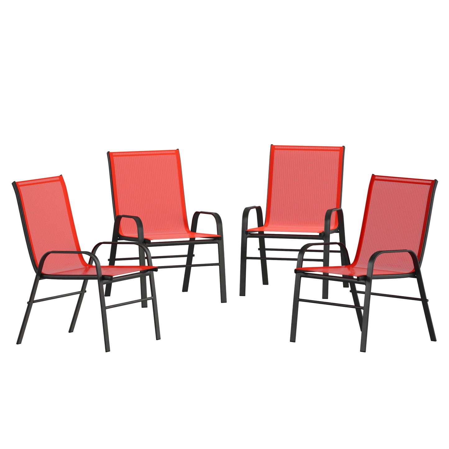 Set of 4 Sling Patio Chairs for Restaurant and Residential Outdoor Spaces