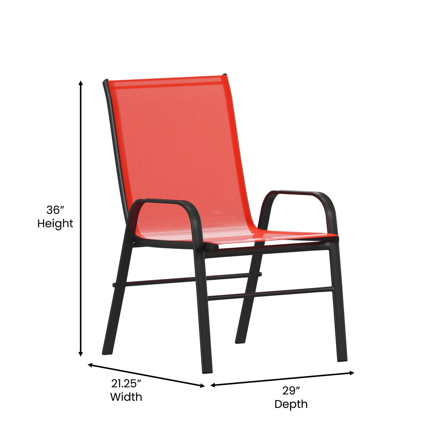 4PK Red Patio Stack Chair 4-JJ-303C-RD-GG