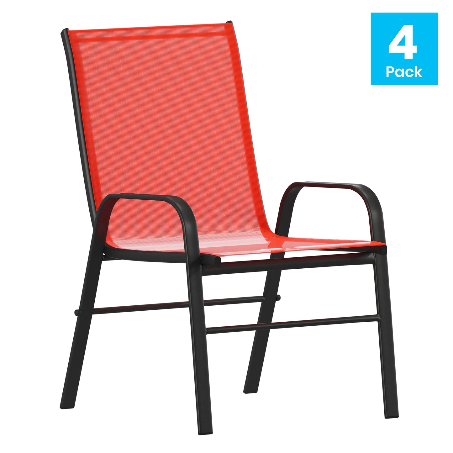 4PK Red Patio Stack Chair 4-JJ-303C-RD-GG