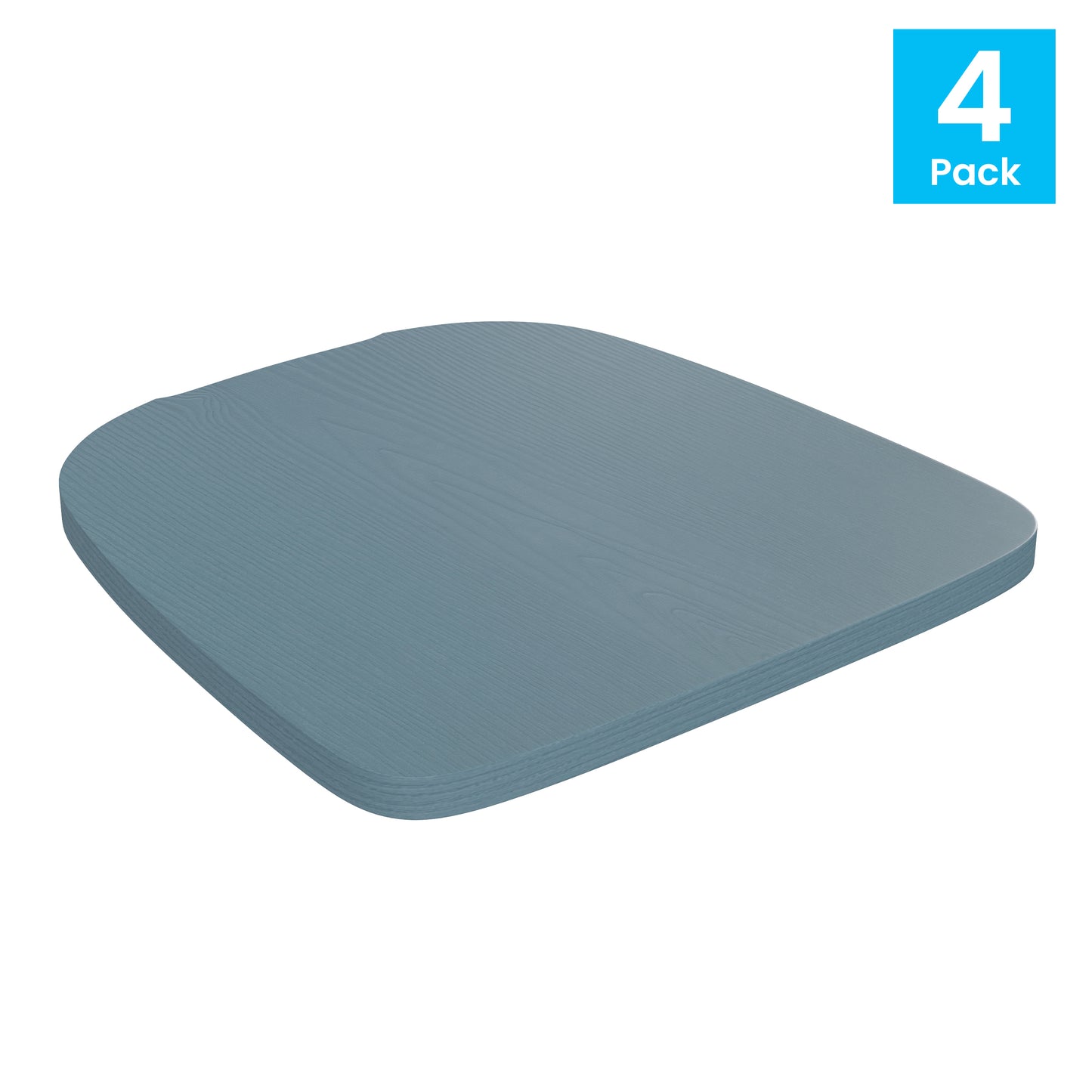 4PK Teal-Blue Poly Chair Seats 4-JJ-SEA-PL01-CB-GG