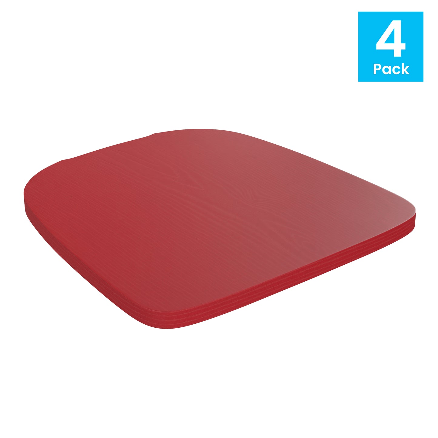 4PK Red Poly Chair Seats 4-JJ-SEA-PL01-RED-GG