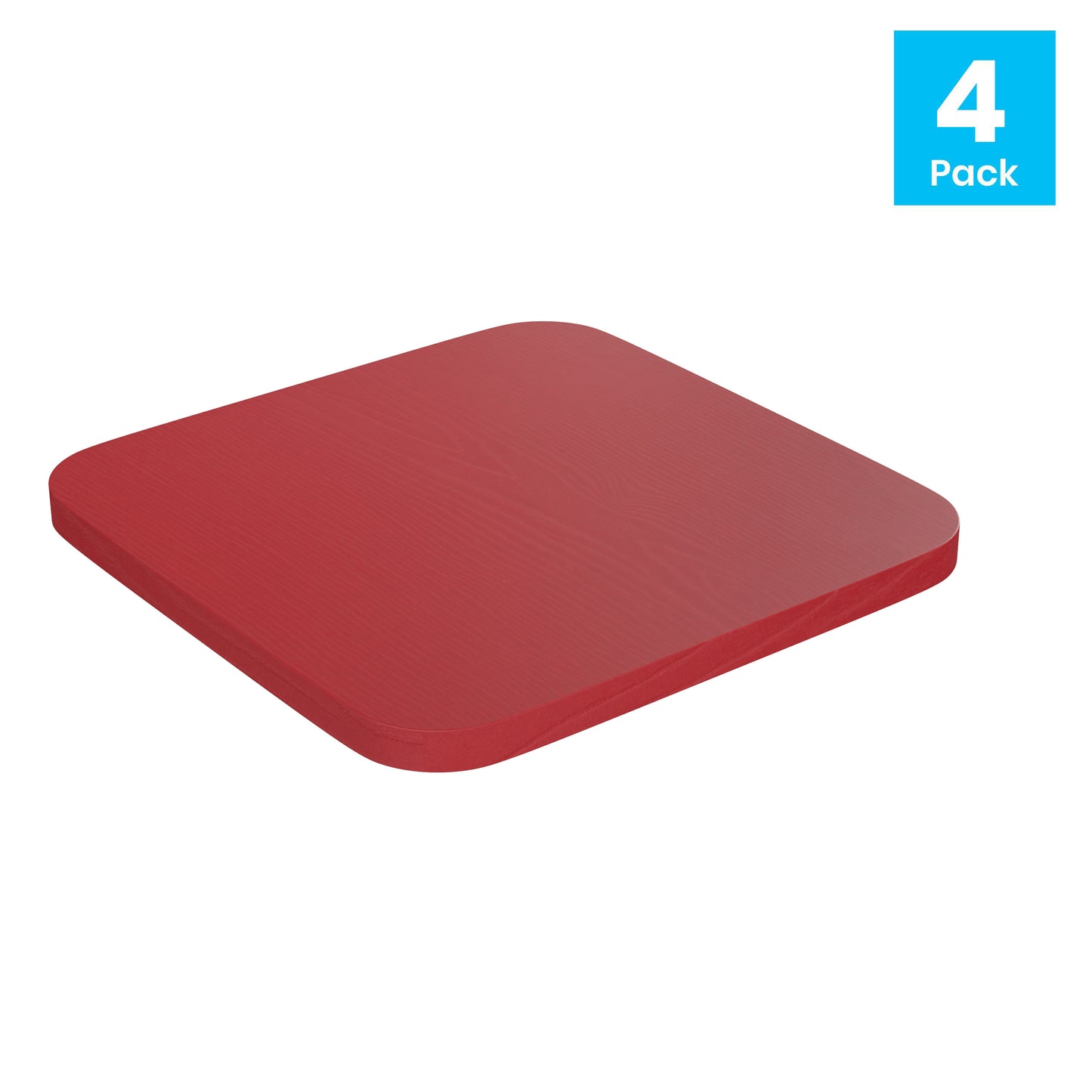 4PK Red Poly Chair Seats 4-JJ-SEA-PL02-RED-GG