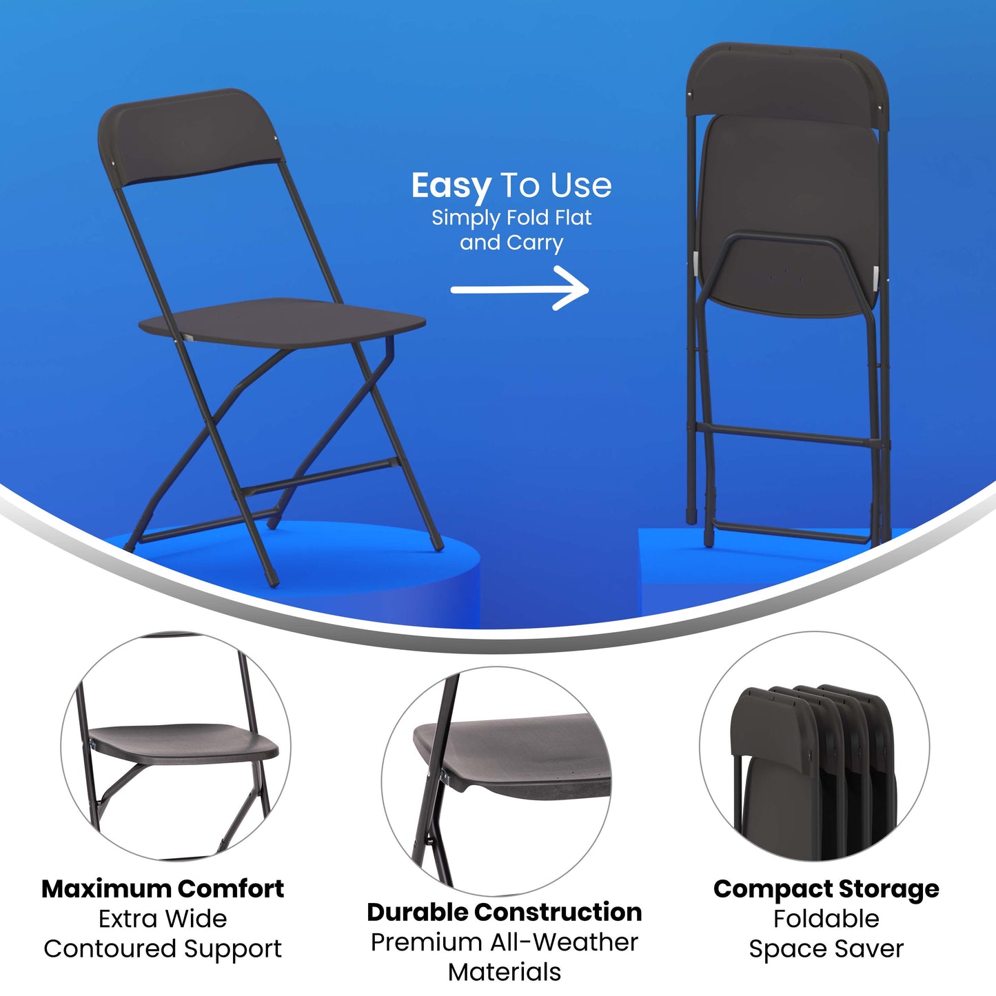 4 Pack Black Folding Chairs 4-LE-L-3-W-BK-GG