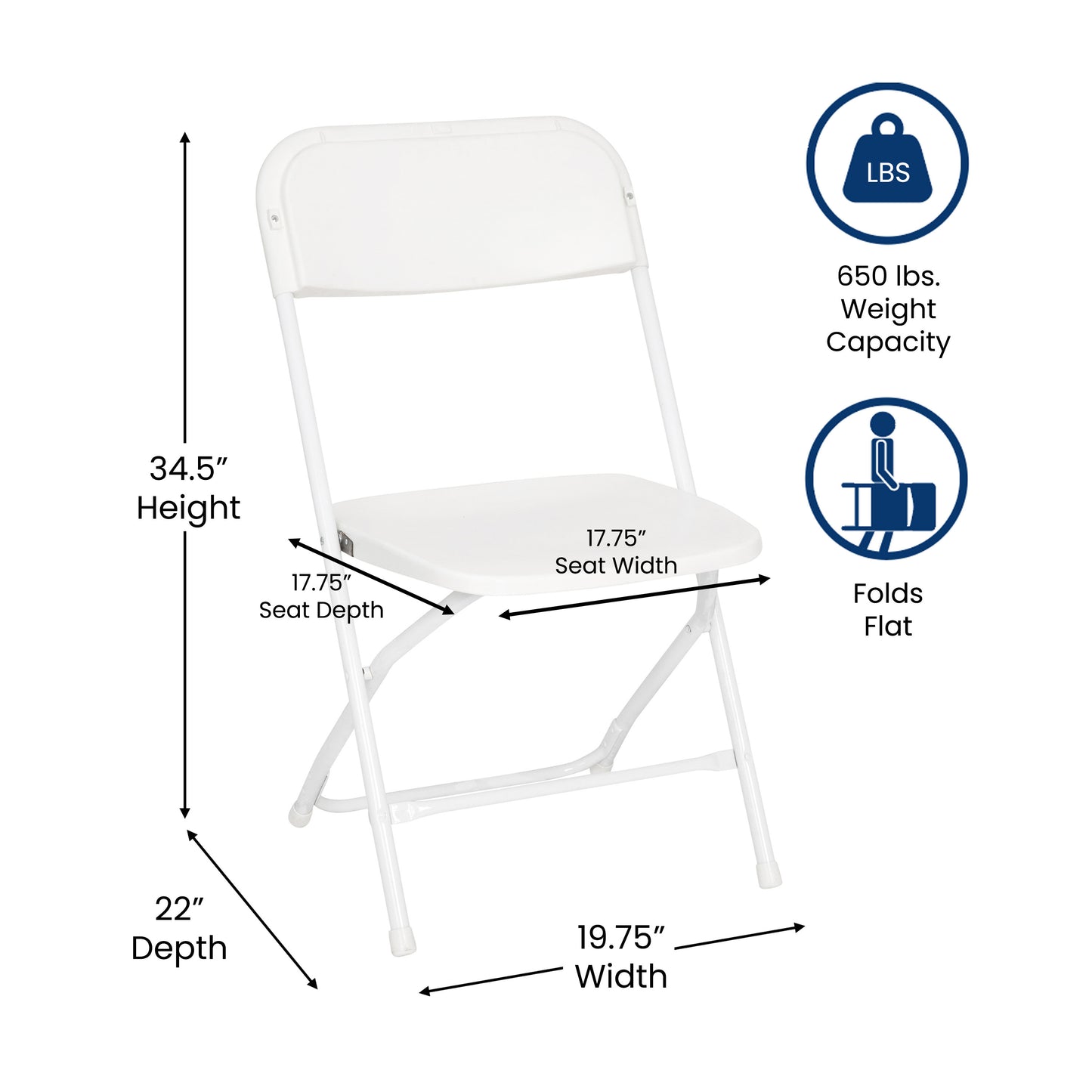 4 Pack White Folding Chairs 4-LE-L-3-W-WH-GG