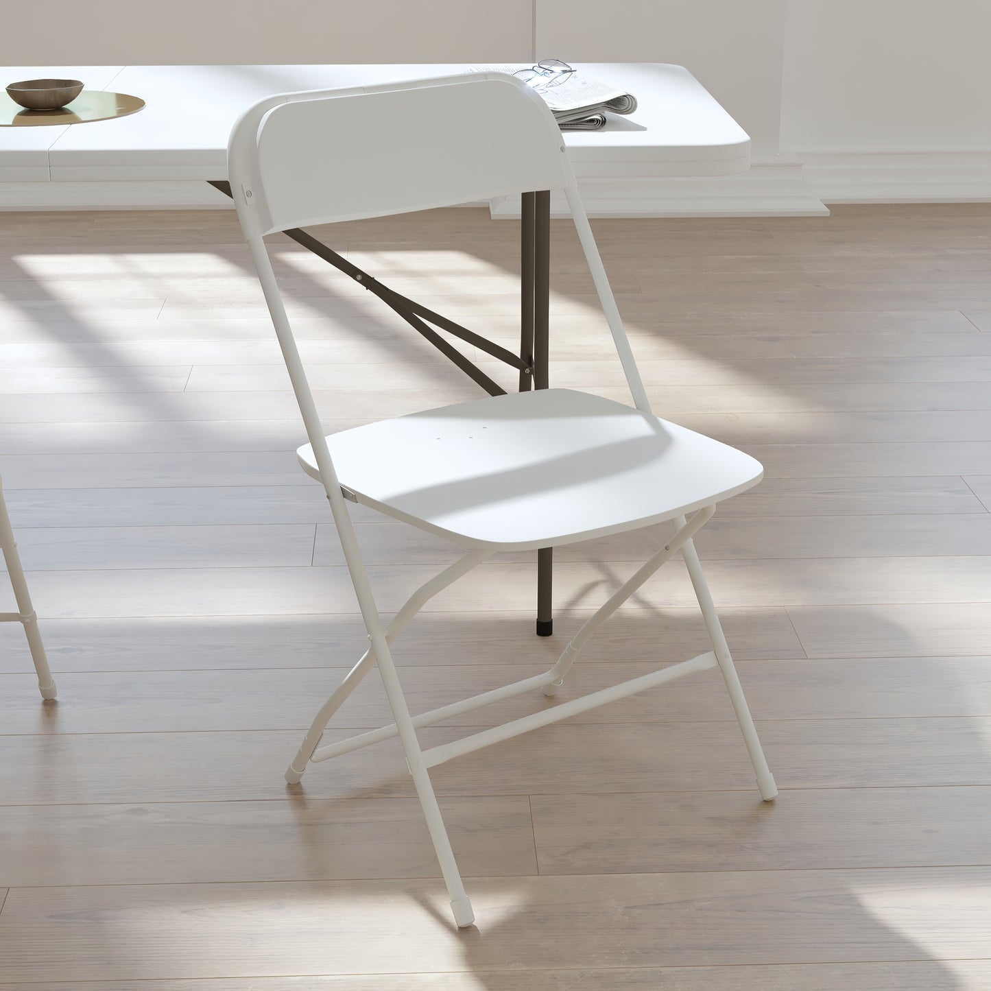 4 Pack White Folding Chairs 4-LE-L-3-W-WH-GG