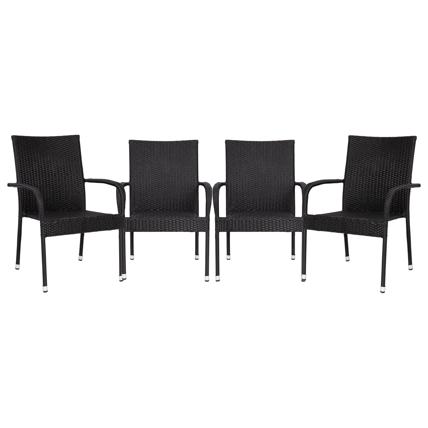 4PK Black Patio Armchairs 4-TW-3WBE073-BK-GG