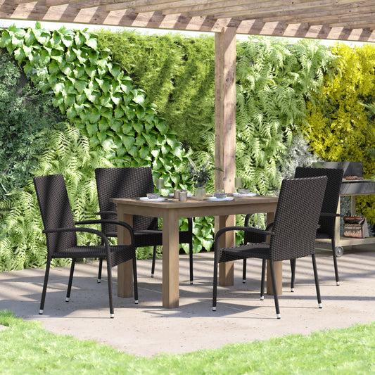 4PK Black Patio Armchairs 4-TW-3WBE073-BK-GG