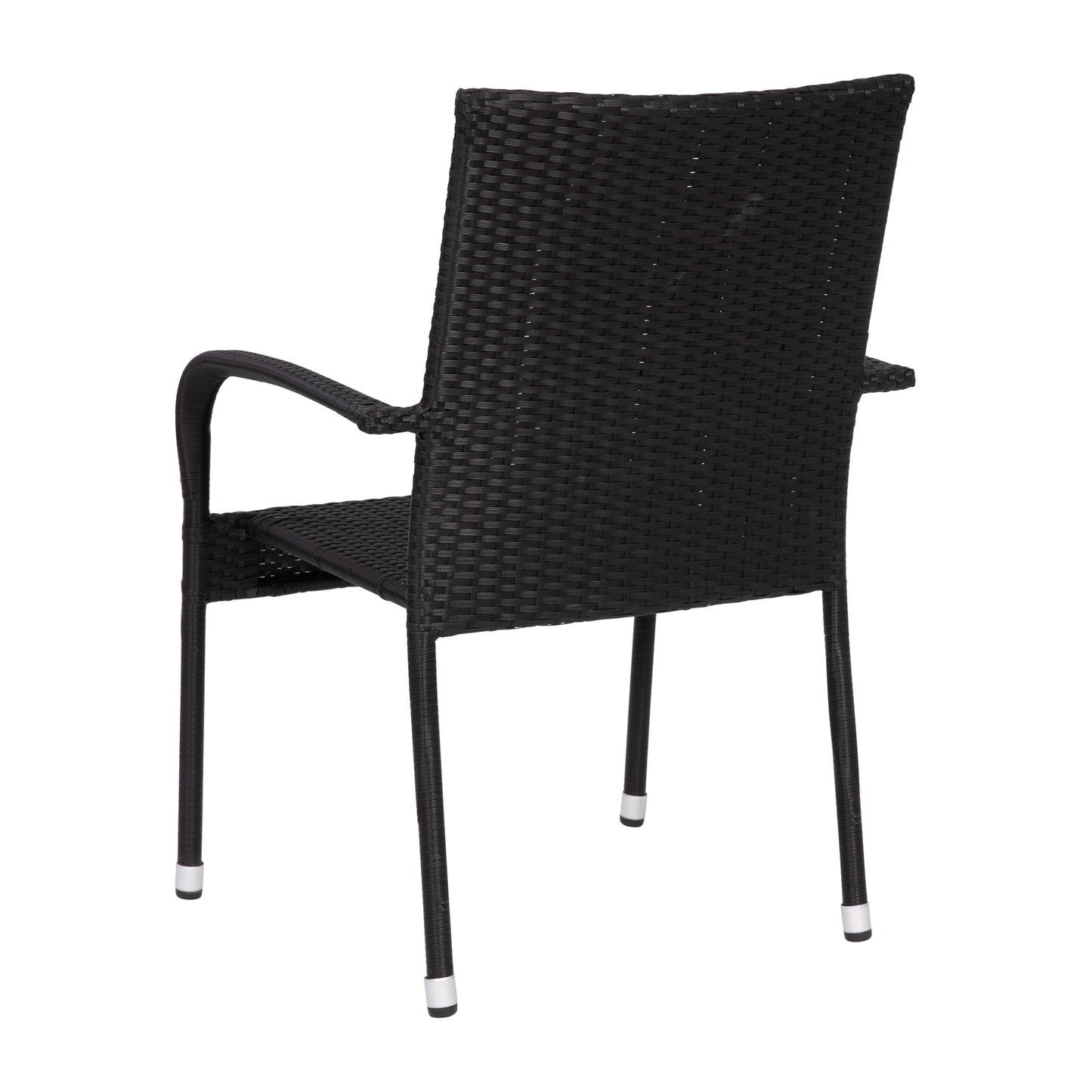 Modern Indoor/Outdoor Stackable Wicker Patio Chairs with Arms - Set of 2