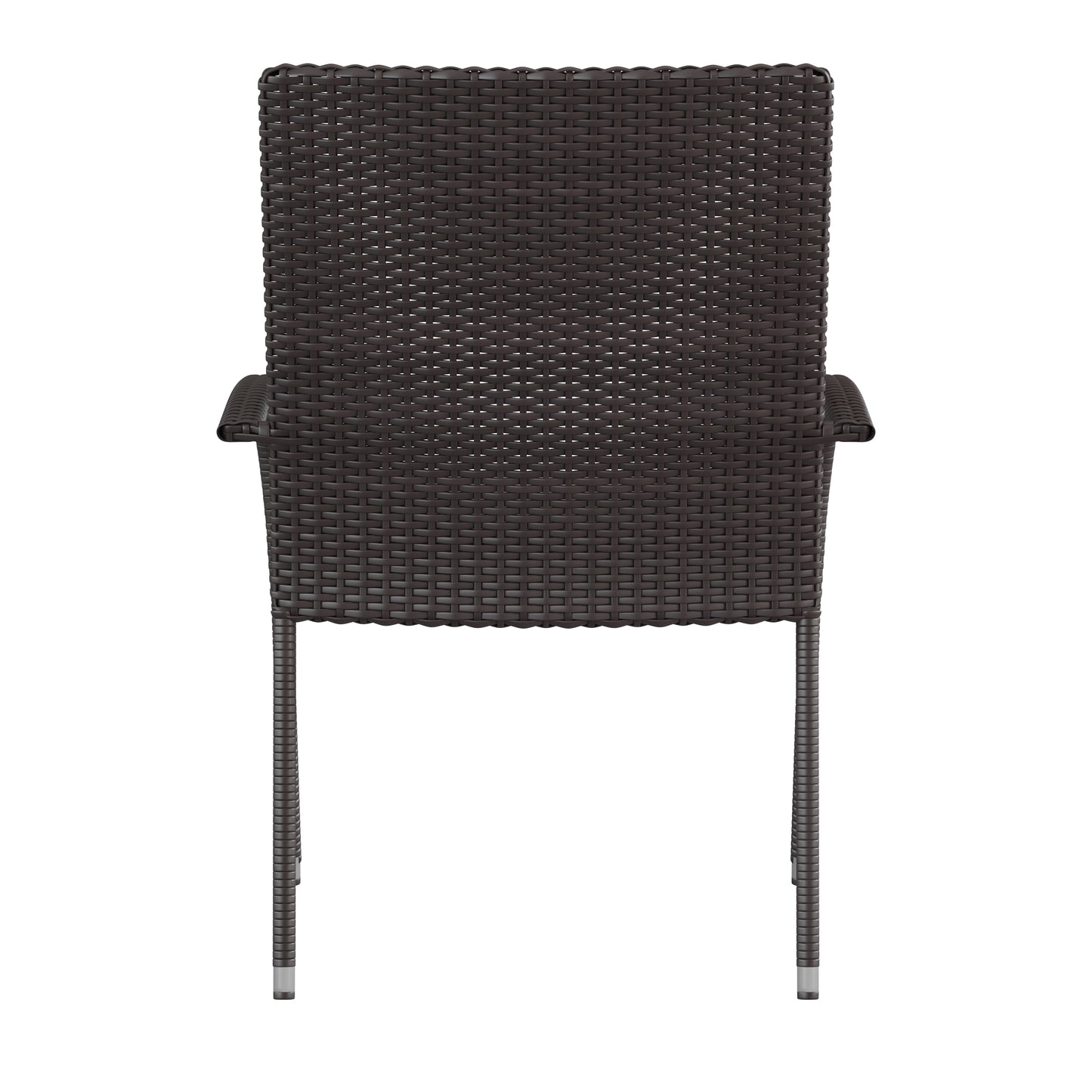 Contemporary Set of 4 Indoor/Outdoor PE Wicker Patio Chairs with Seat Cushions