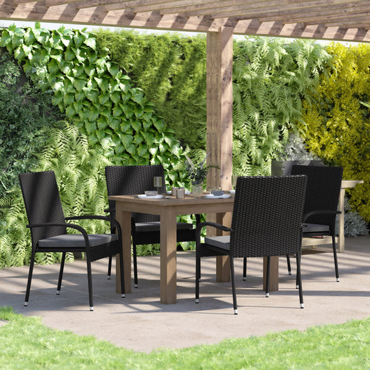 4PK Black Patio Chairs 4-TW-3WBE073-CU01GY-BK-GG