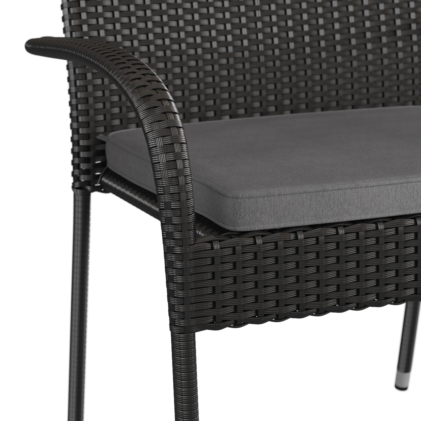 4PK Black Patio Chairs 4-TW-3WBE073-CU01GY-BK-GG