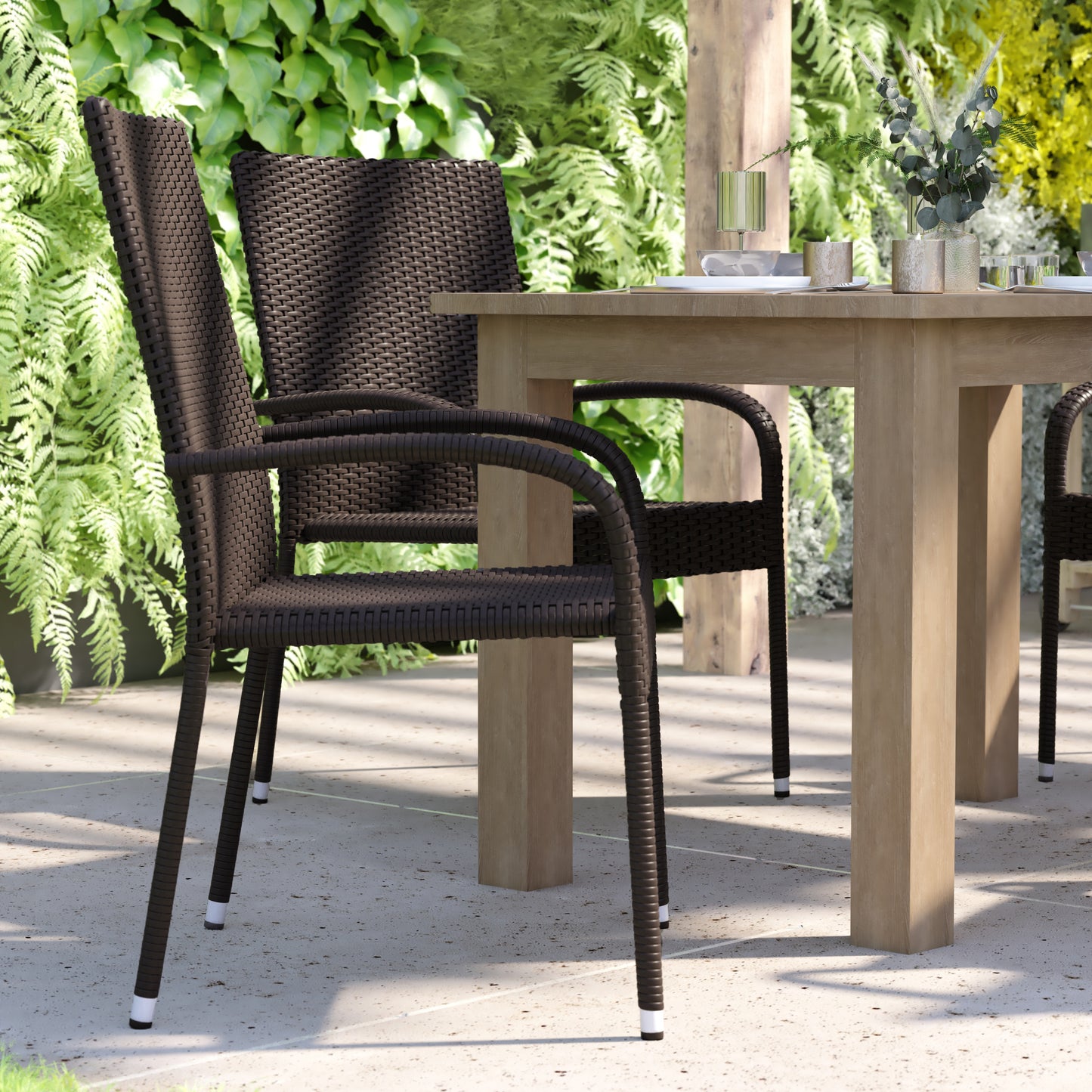 4PK Espresso Patio Armchairs 4-TW-3WBE073-ESP-GG