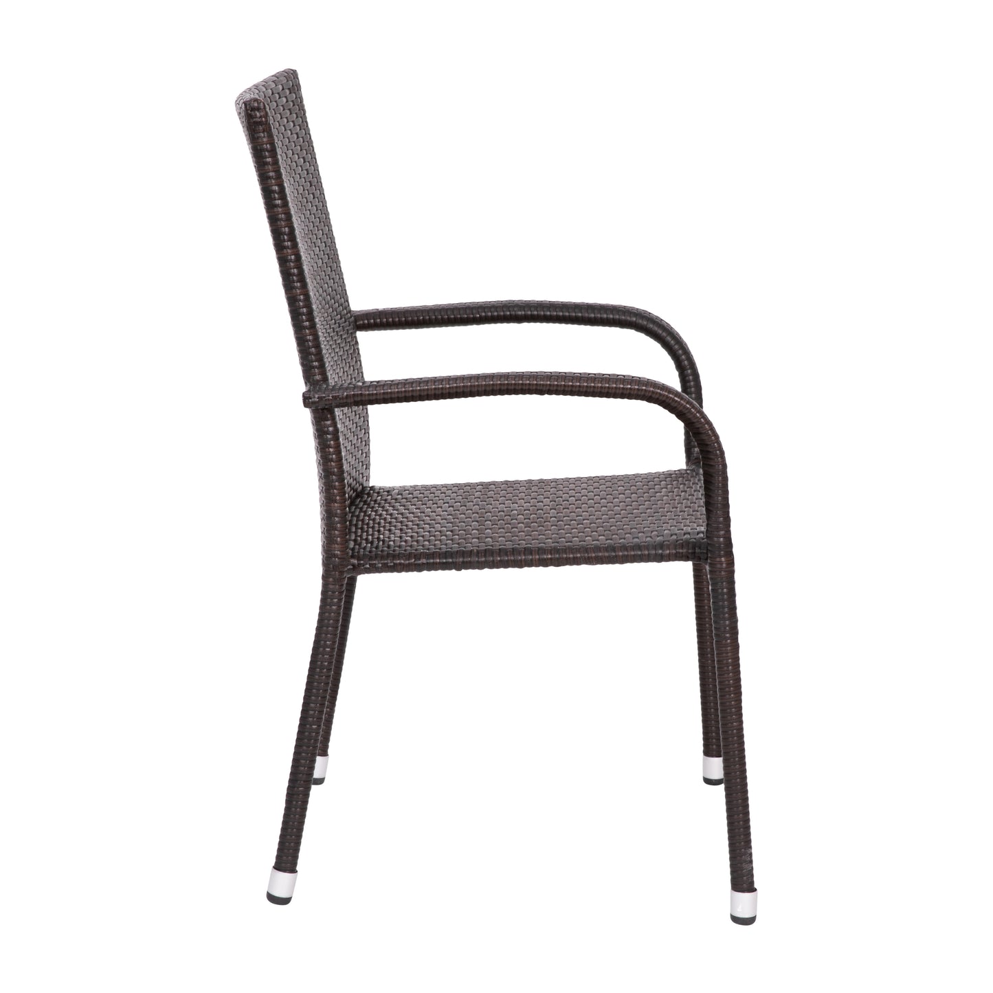 Modern Indoor/Outdoor Stackable Wicker Patio Chairs with Arms - Set of 2