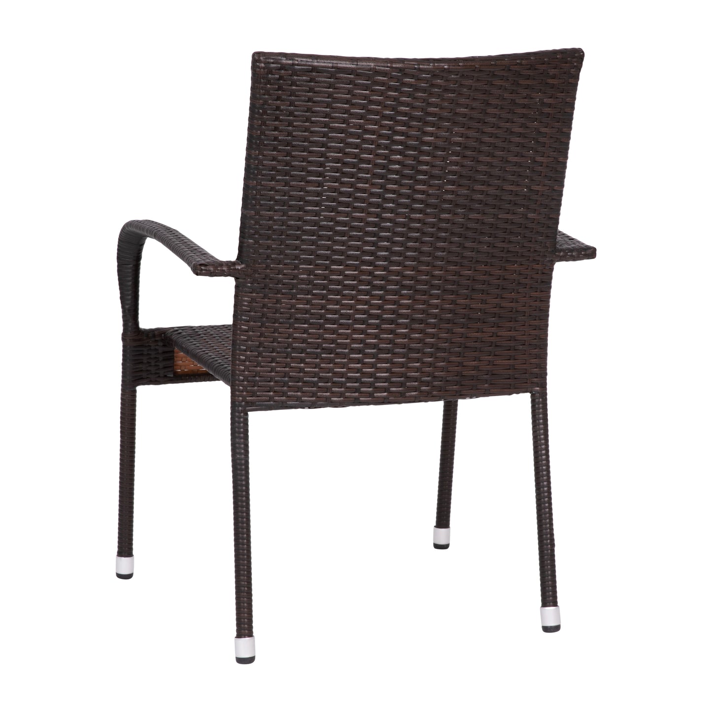 Modern Indoor/Outdoor Stackable Wicker Patio Chairs with Arms - Set of 2