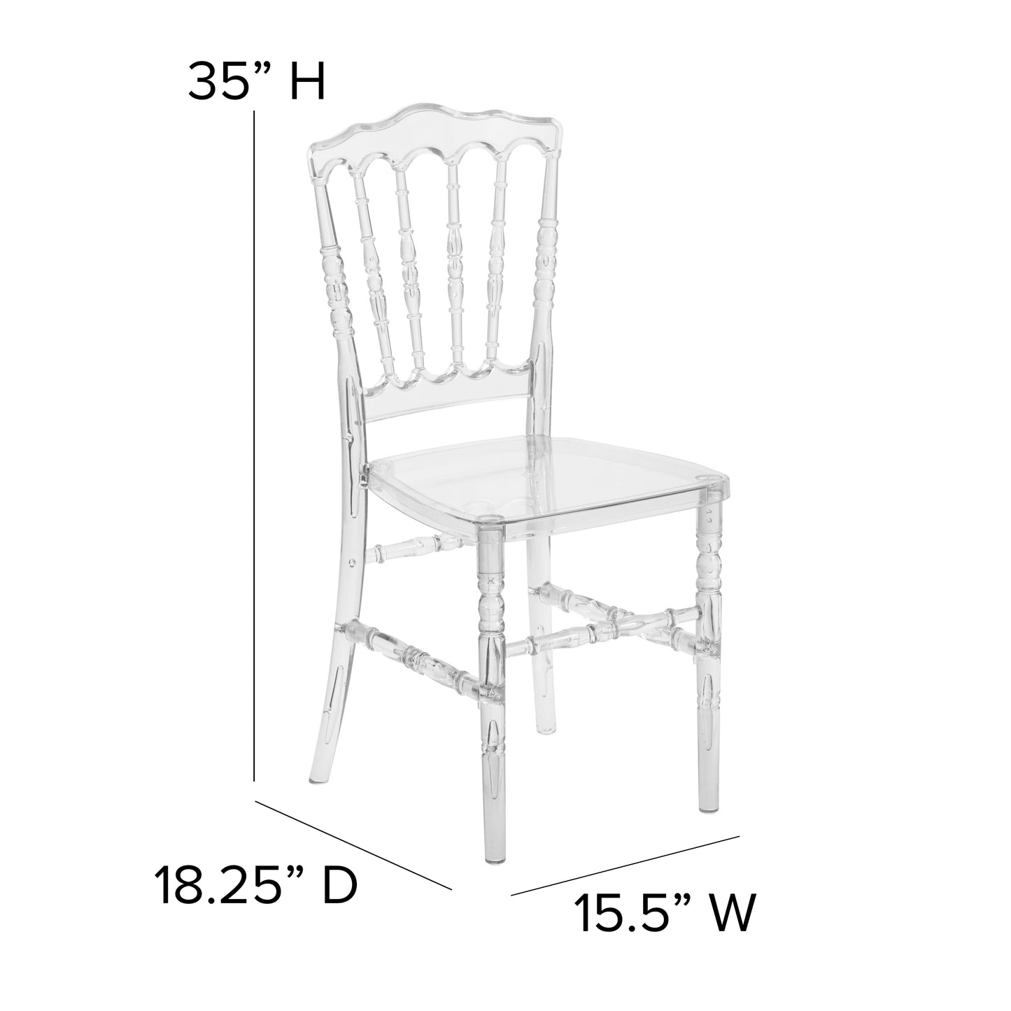 Clear Napoleon Stack Chair BH-H002-CRYSTAL-GG