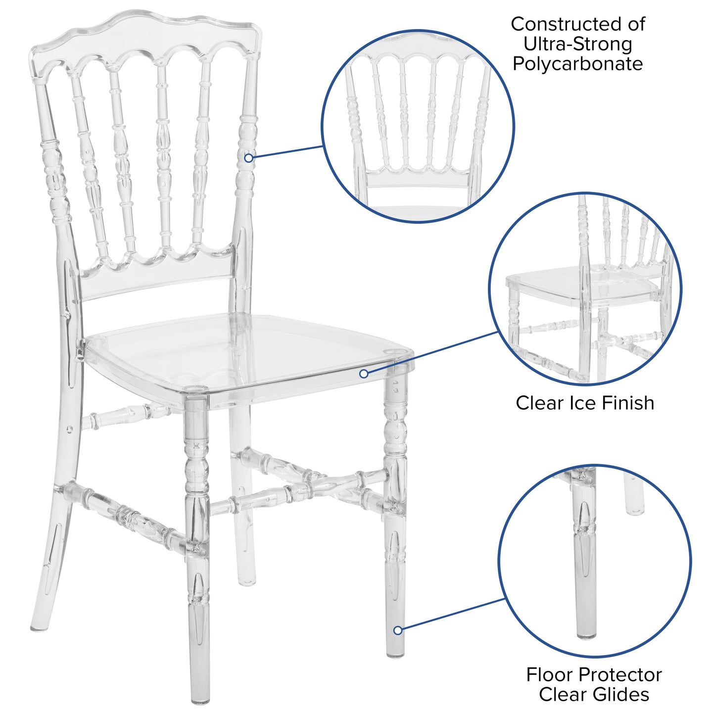 Clear Napoleon Stack Chair BH-H002-CRYSTAL-GG