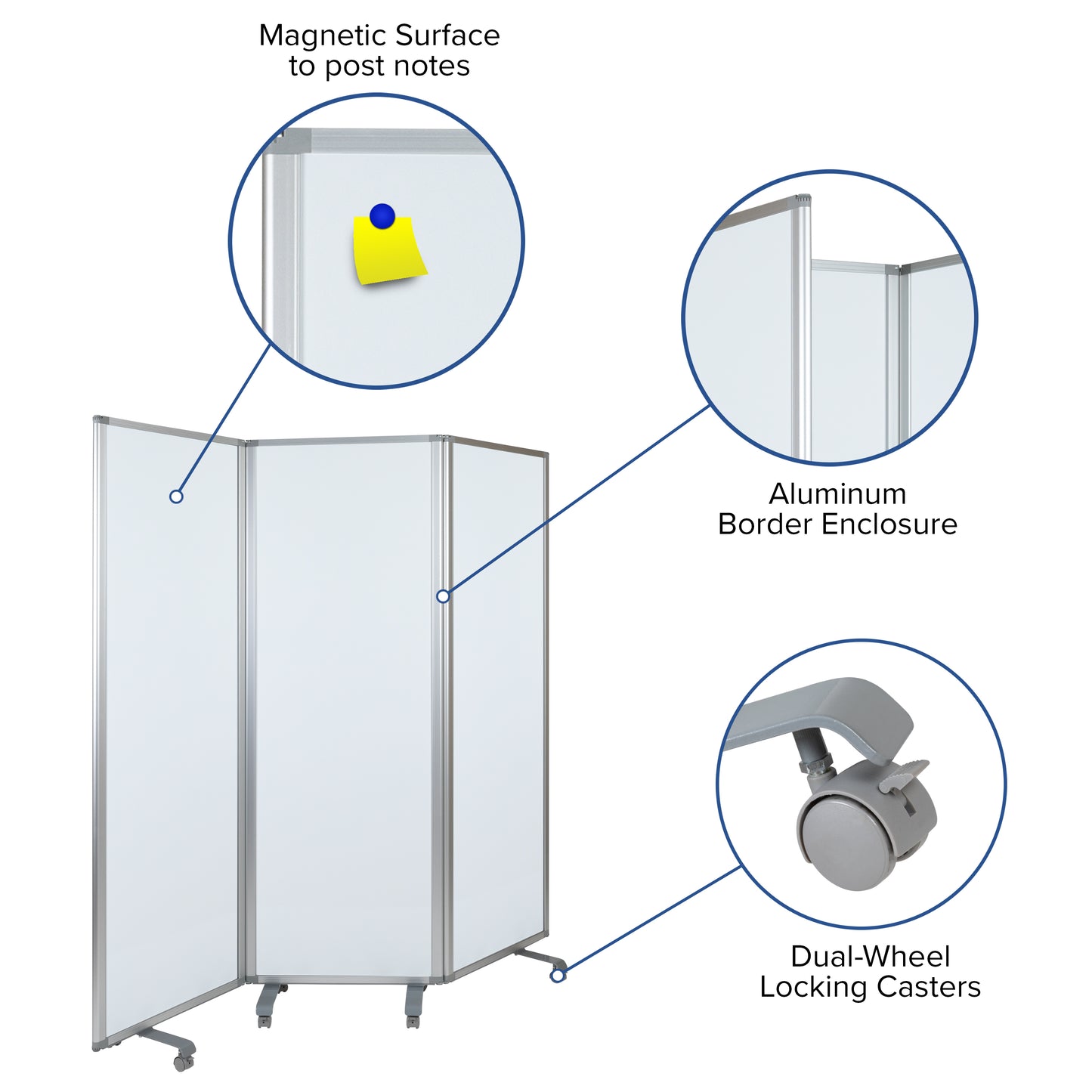 Mobile Whiteboard Partition BR-PTT001-3-M-60183-GG