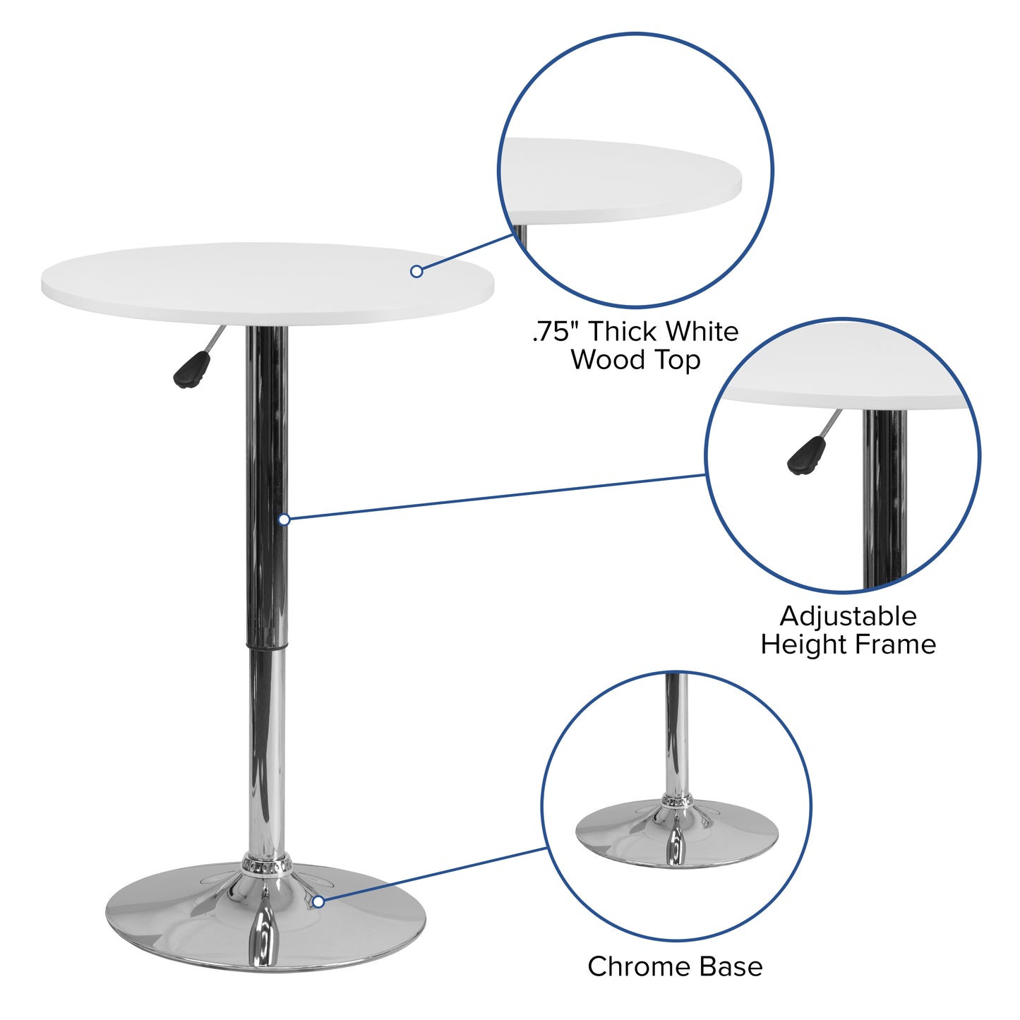 Round Adjustable Wood Table CH-2-GG