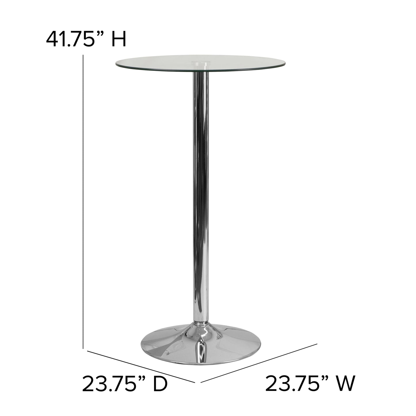 23.75RD Glass Table-41.75 Base CH-3-GG