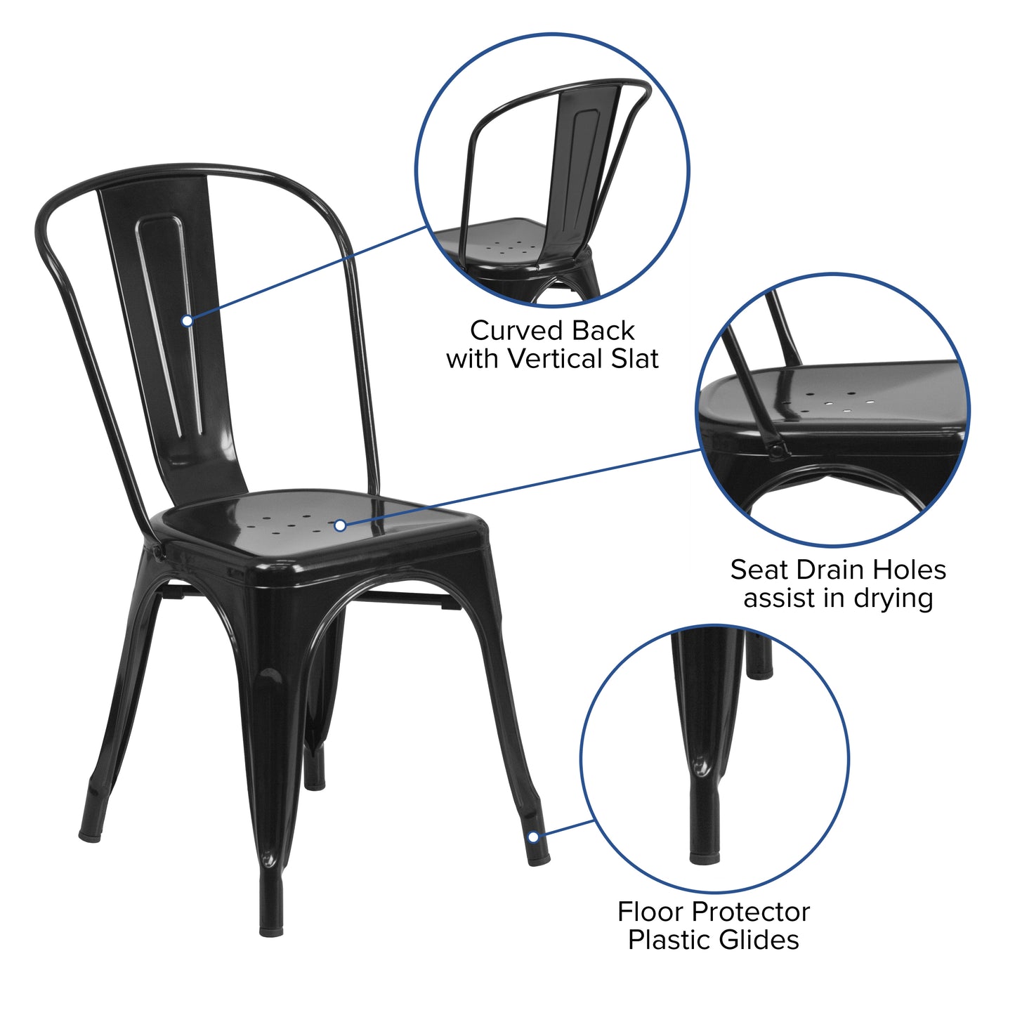 Black Metal Chair CH-31230-BK-GG