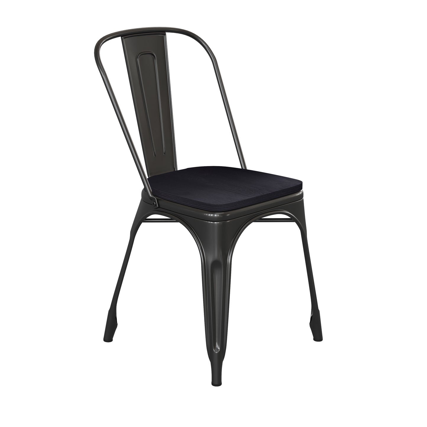 Black Metal Chair-Black Seat CH-31230-BK-PL1B-GG