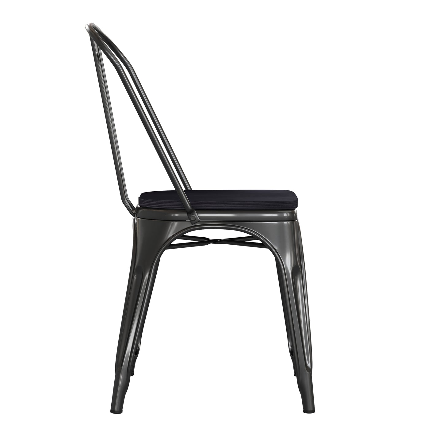 Black Metal Chair-Black Seat CH-31230-BK-PL1B-GG