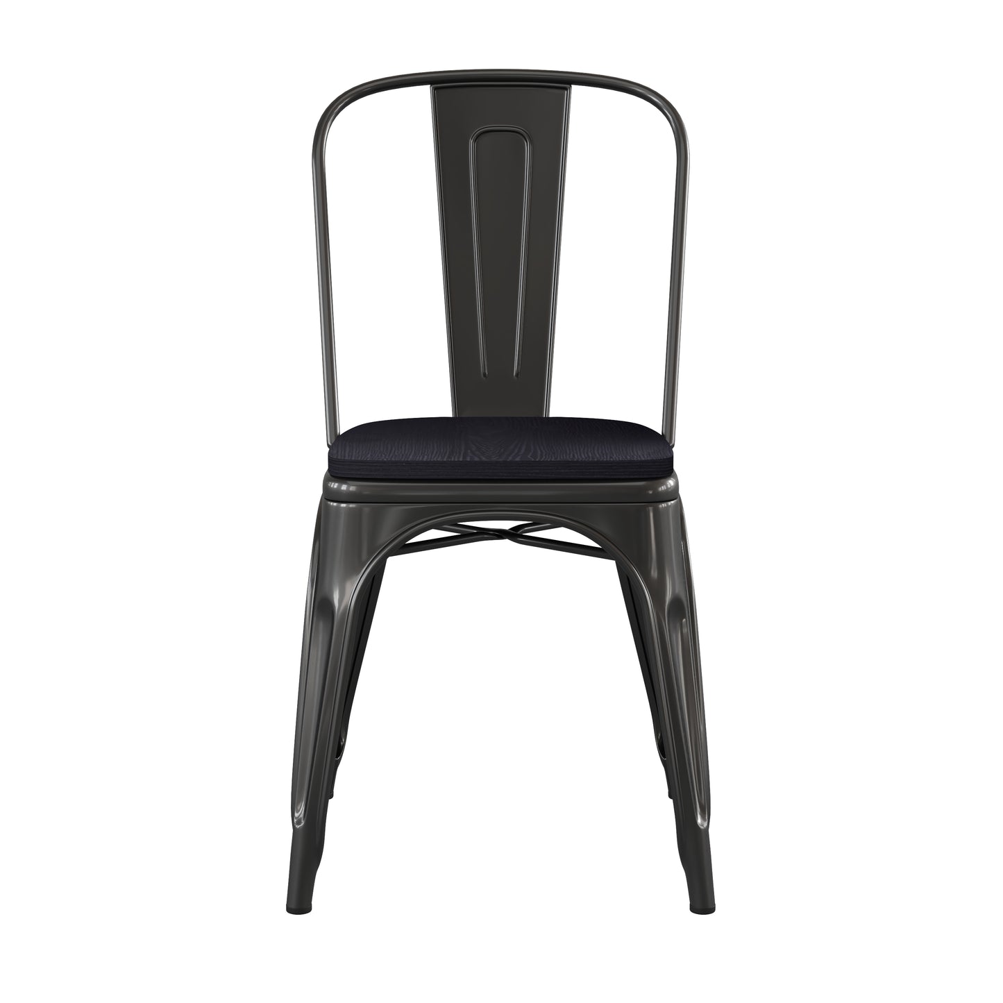 Black Metal Chair-Black Seat CH-31230-BK-PL1B-GG