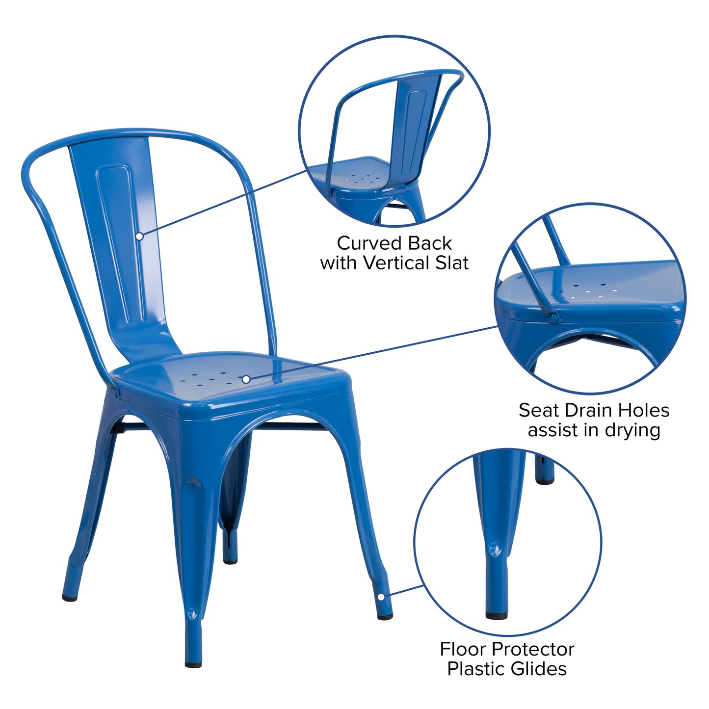 Stackable Metal Dining Chair for Indoor or Outdoor Use