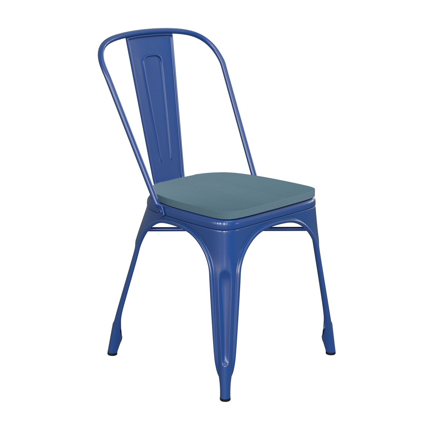 Blue Metal Chair-Teal Seat CH-31230-BL-PL1C-GG