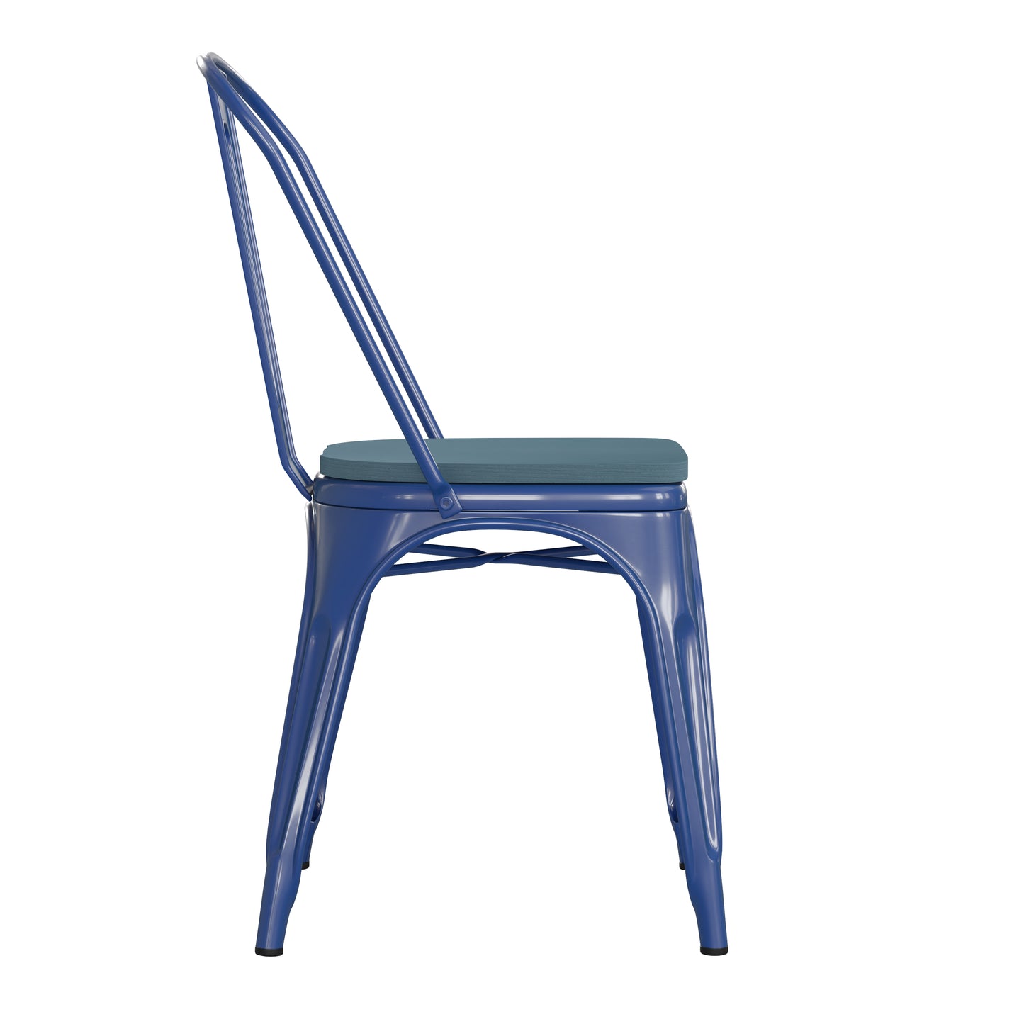 Blue Metal Chair-Teal Seat CH-31230-BL-PL1C-GG