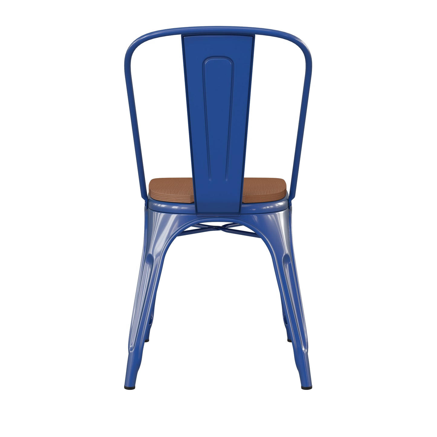 Blue Metal Chair-Teak Seat CH-31230-BL-PL1T-GG