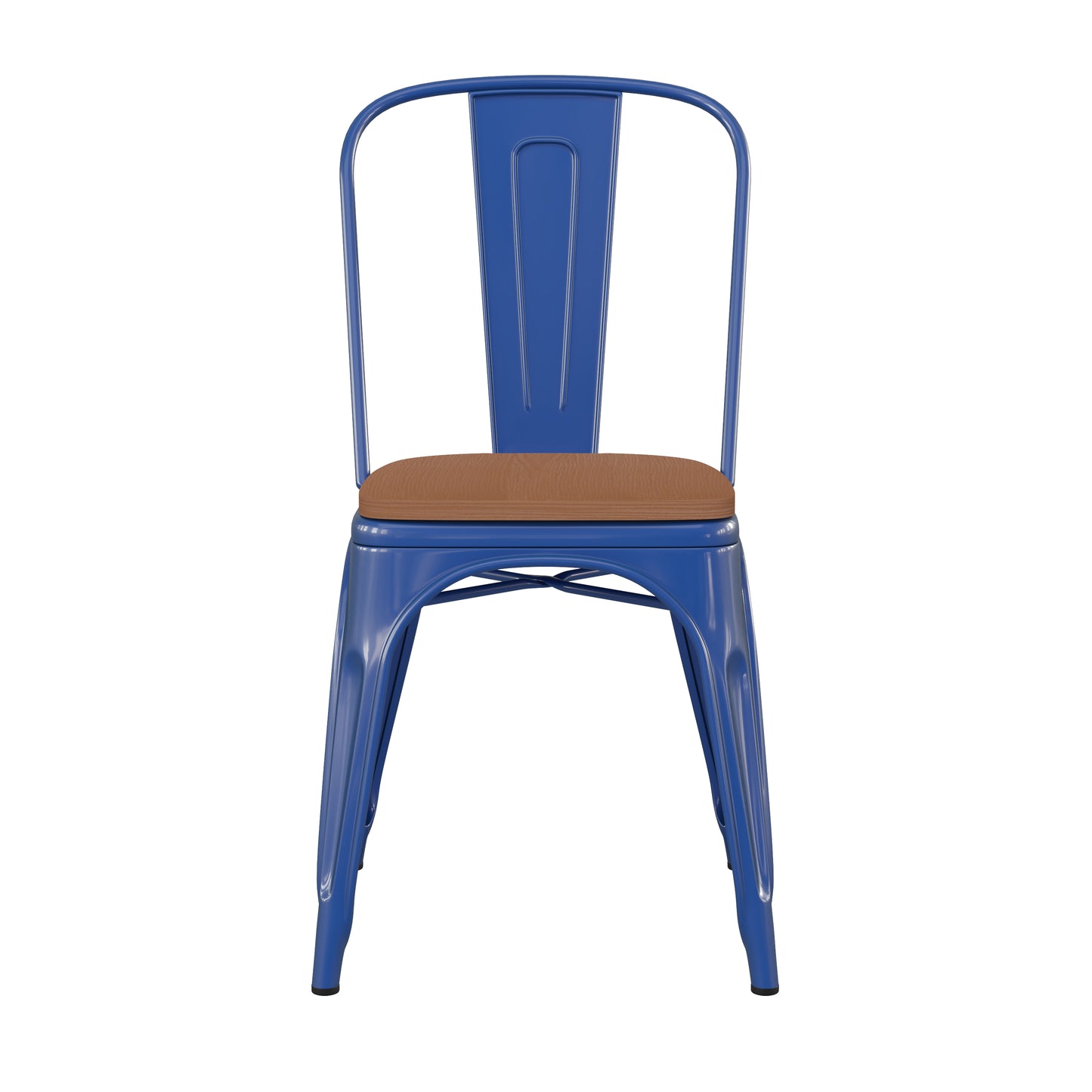 Blue Metal Chair-Teak Seat CH-31230-BL-PL1T-GG